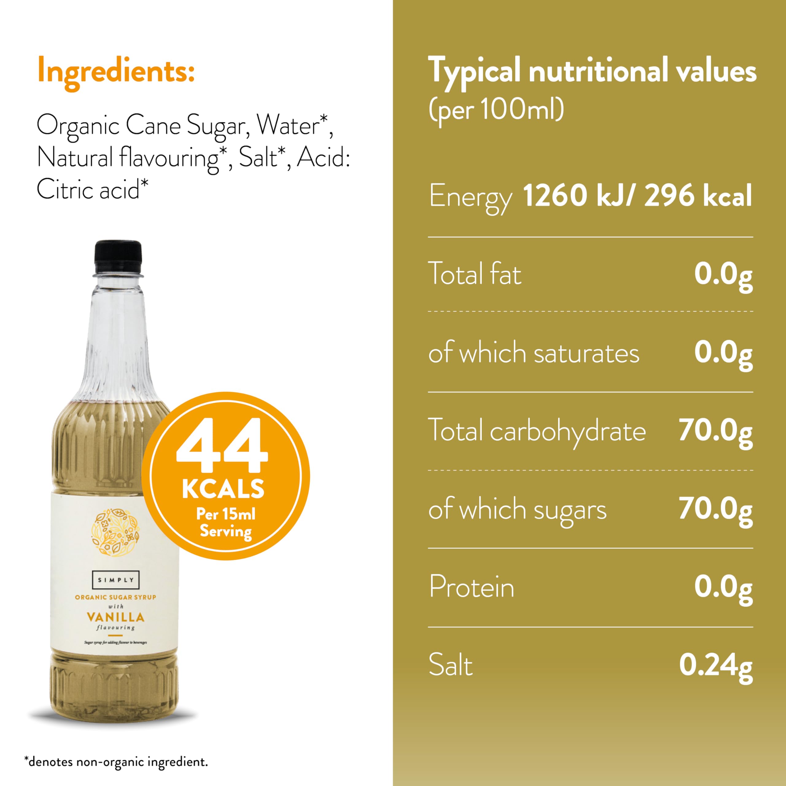 Simply Organic Vanillesirup – Veganer und nussfreier, natürlich aromatisierter Sirup für Getränke und Backwaren