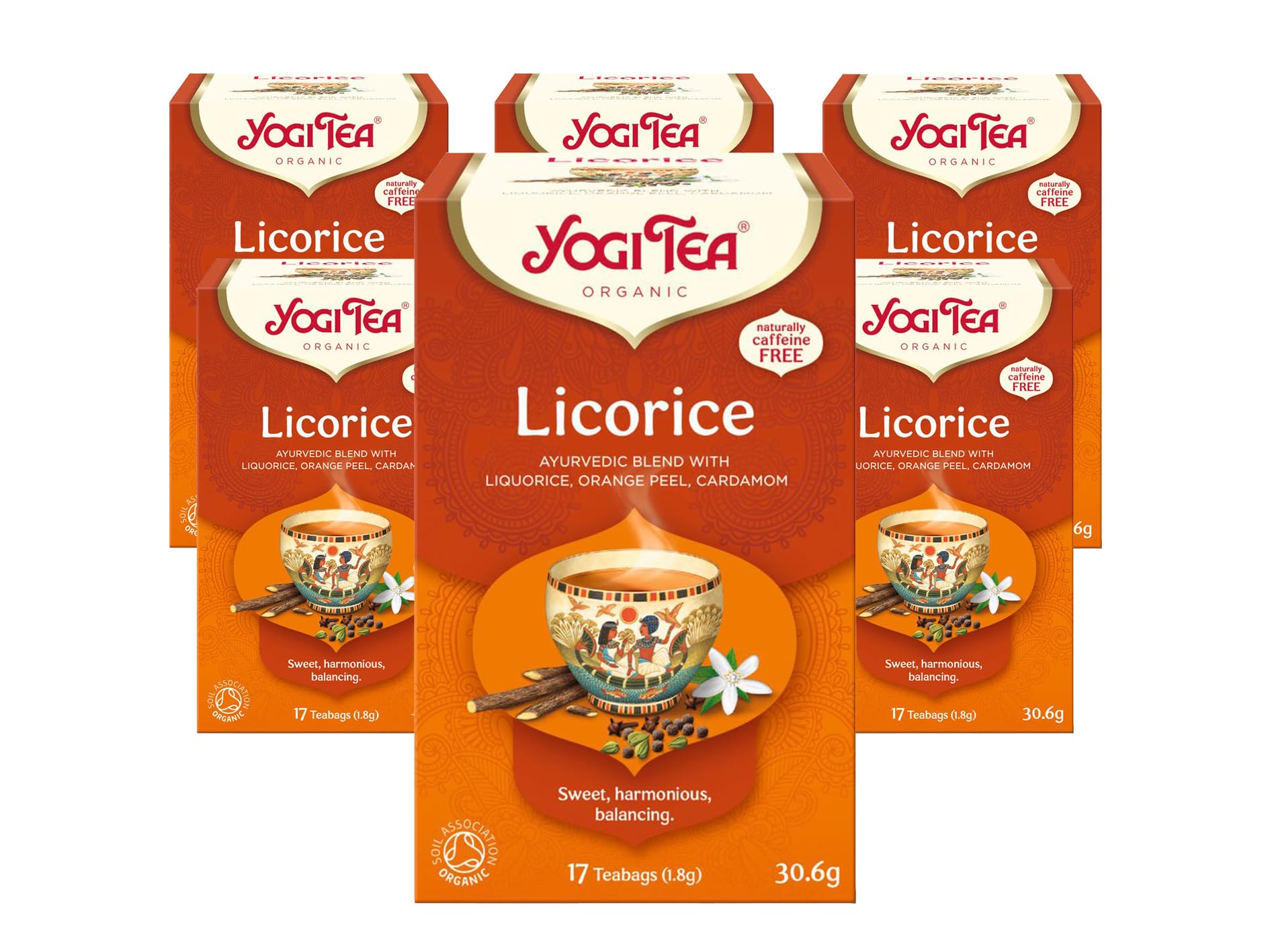 YOGI TEA - Lakritz Bio-Gewürz- und Kräutertee, koffeinfrei, 102 Teebeutel (6 x 17)