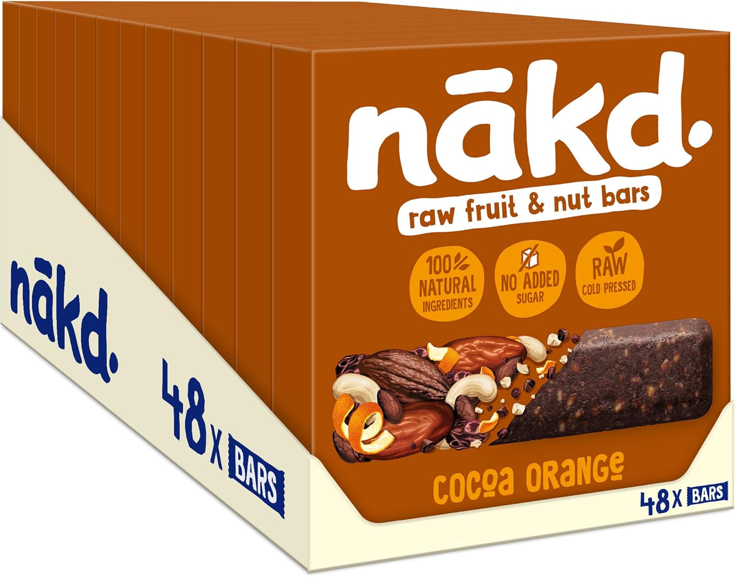Nakd Kakao-Orange-Naturfrucht- und Nussriegel – Vegan, Glutenfrei, Ohne Zuckerzusatz – 12er-Pack