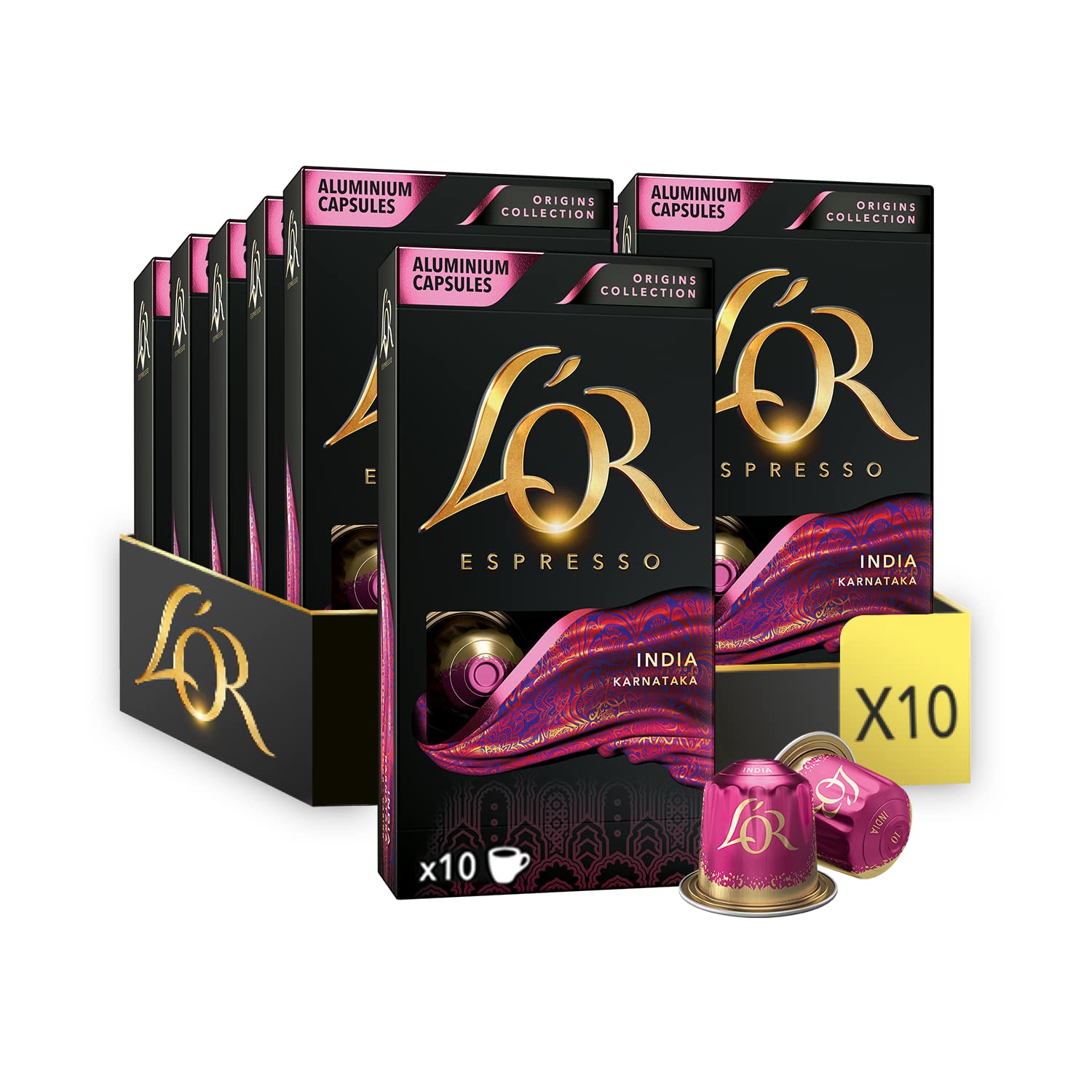 L'OR Origins India Kaffeepads x10 – Espressokapseln aus Aluminium für intensiven Geschmack