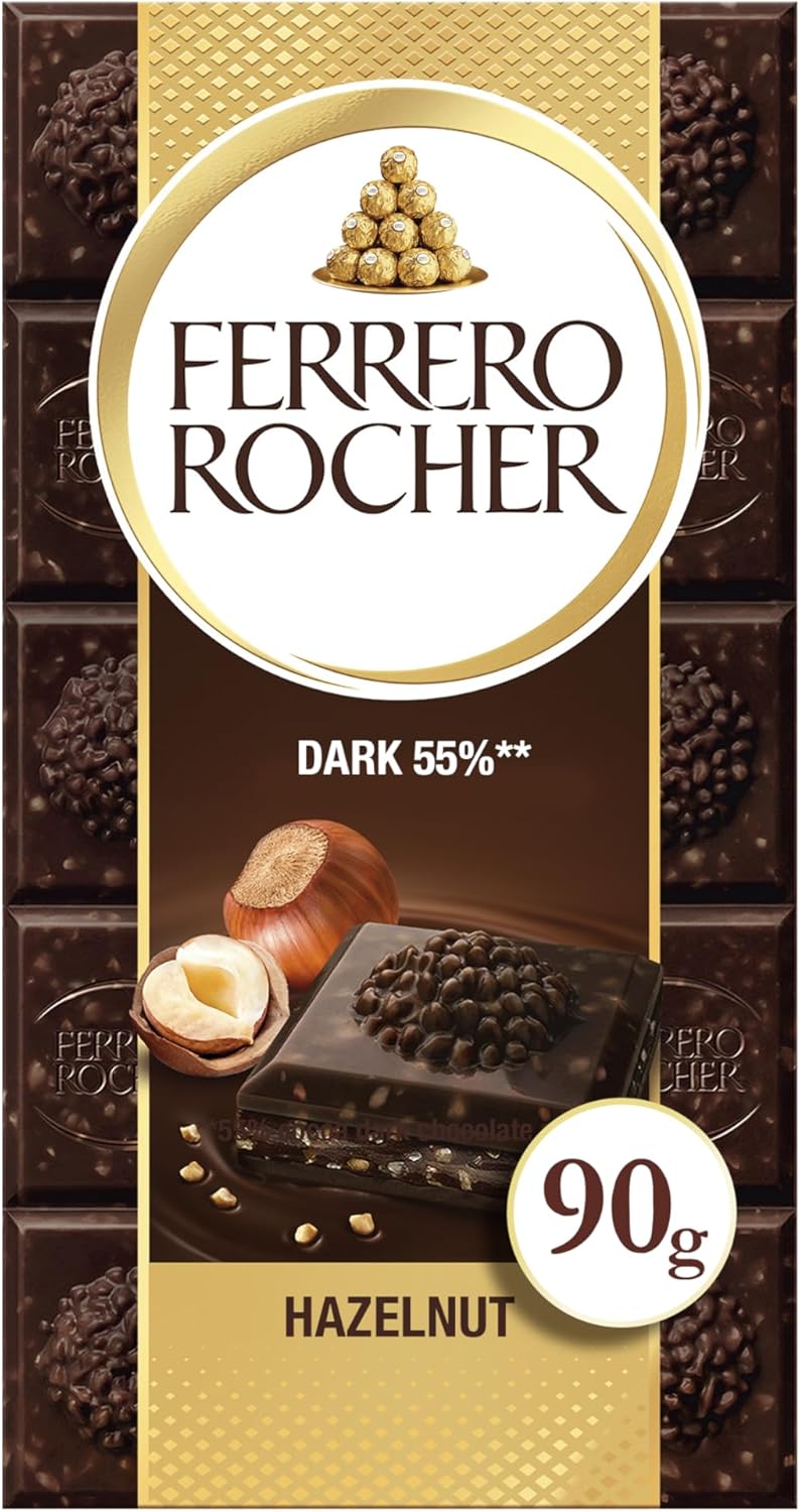 Ferrero Rocher Tafel Zartbitterschokolade und Haselnuss, 55 % Kakao, 90 g