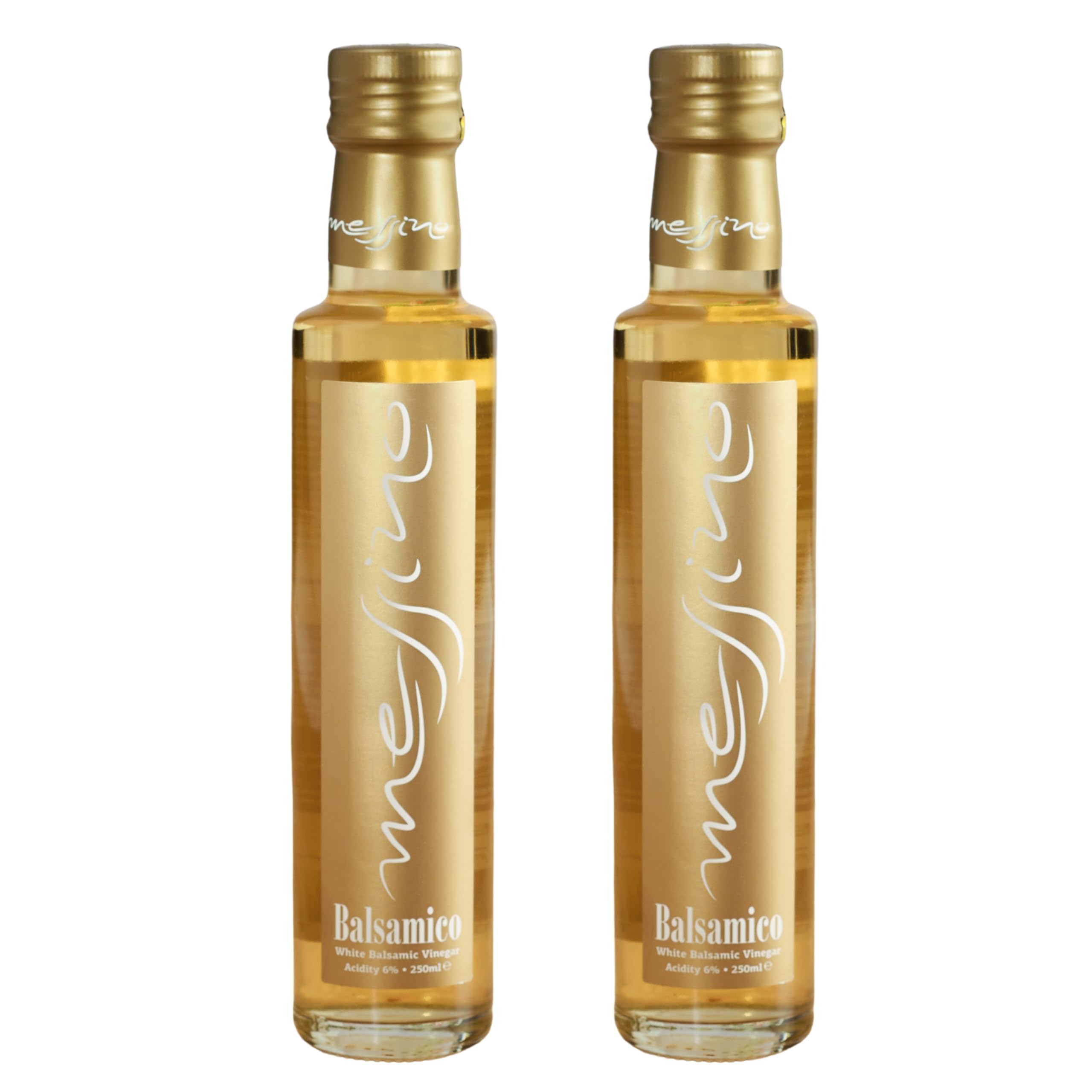 Messino Griechischer Weißer Balsamico-Essig – Ohne Zuckerzusatz – Vegan – 2 x 250 ml