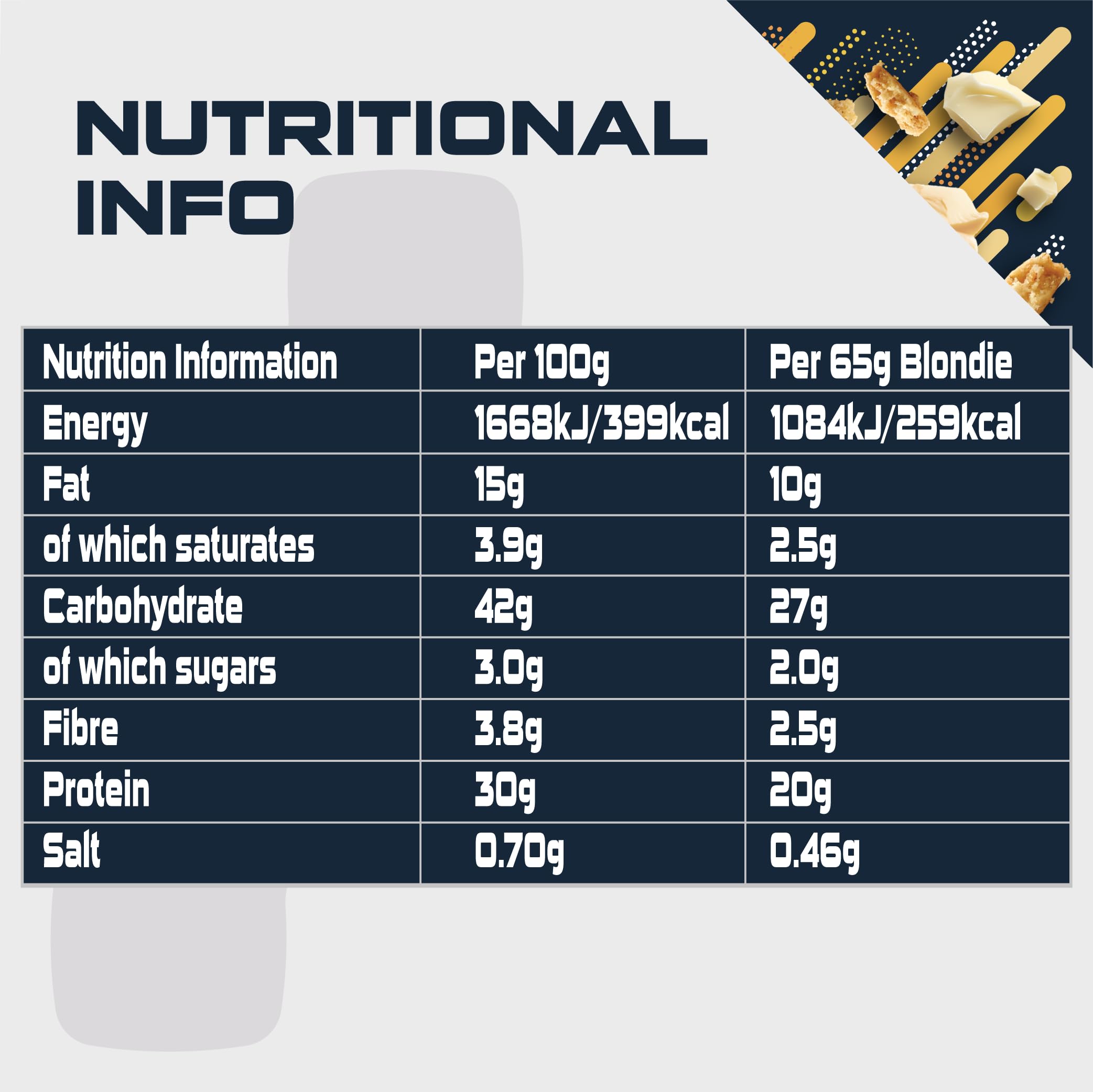 SCI-MX Protein White Chocolate Chip Blondie Box – 12 x 65 g proteinreicher Snack