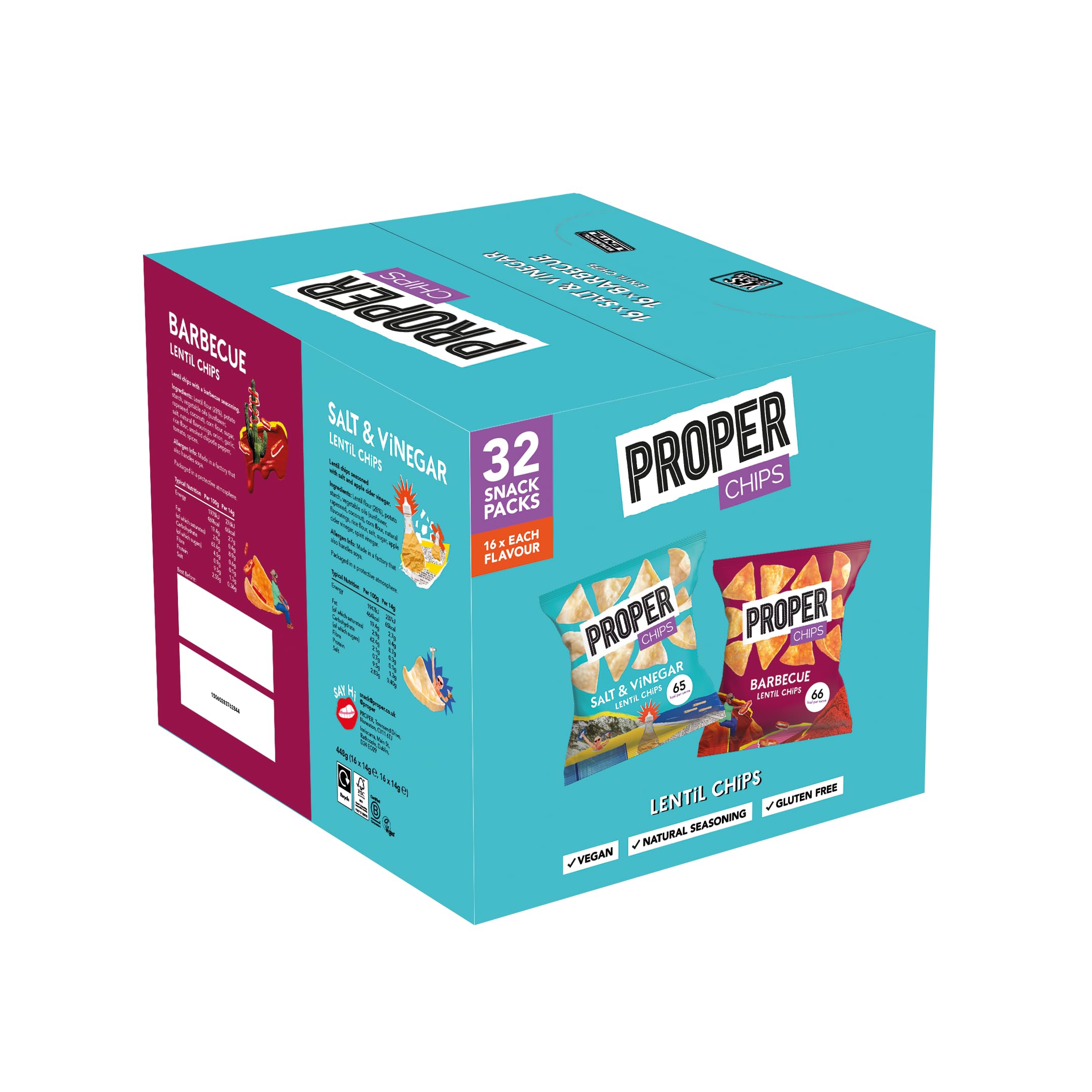PROPER - Multipack Barbecue & Salt & Vinegar Linsenchips, vegan, glutenfrei