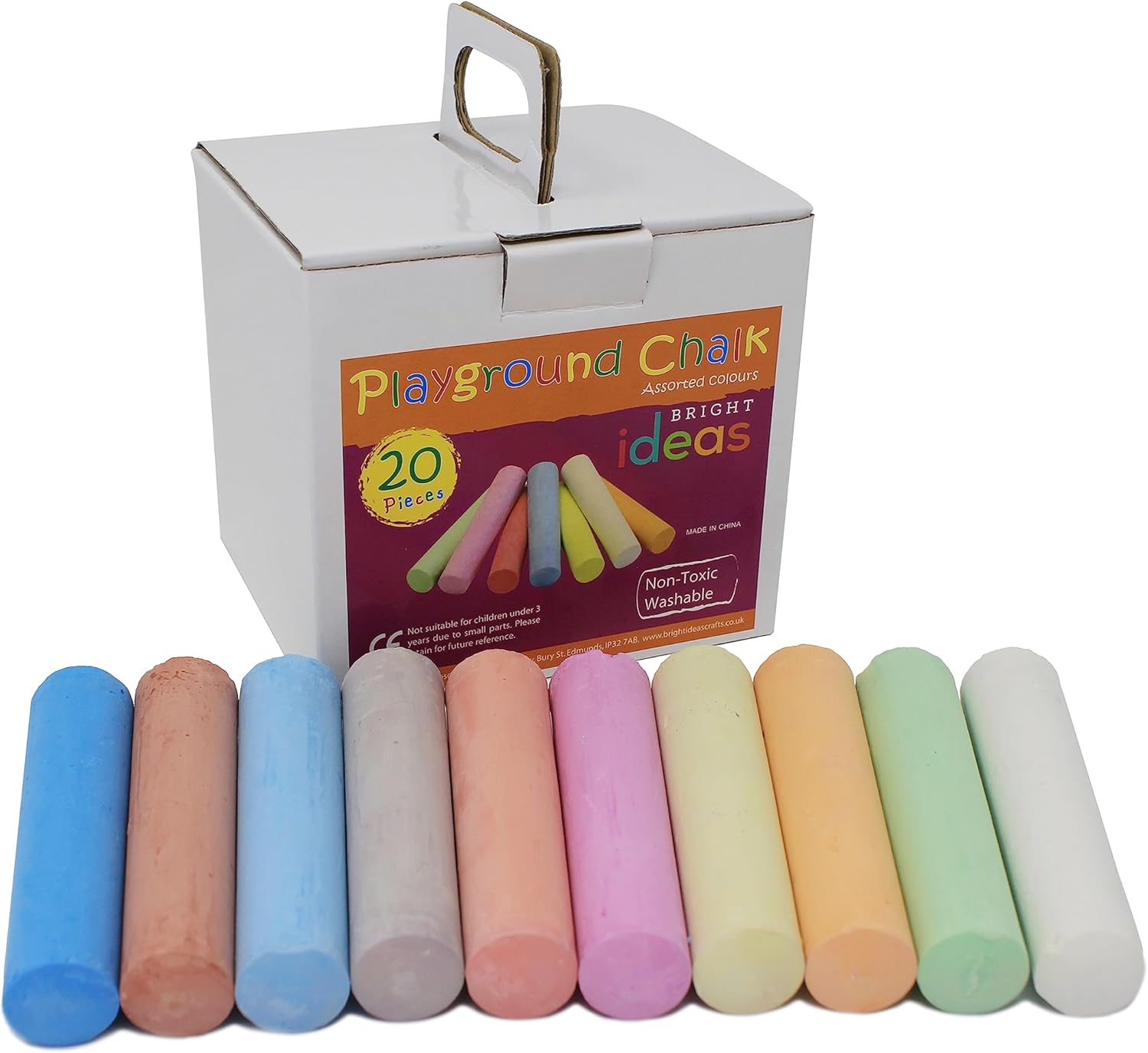 Bright Ideas PK20 10 cm große, riesige Spielplatzkreide, sortiert – Kreatives Spielset für draußen