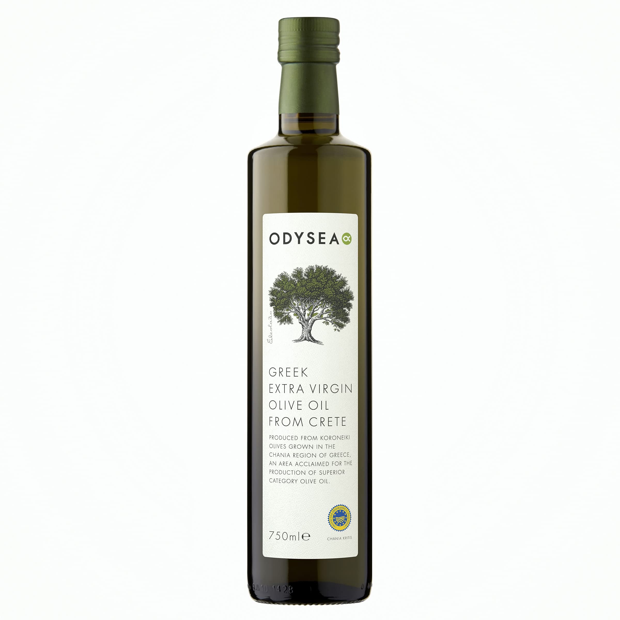 Odysea PGI Natives Olivenöl Extra, kaltgepresste Koroneiki-Oliven, Chania, Kreta, 750 ml Glasflasche