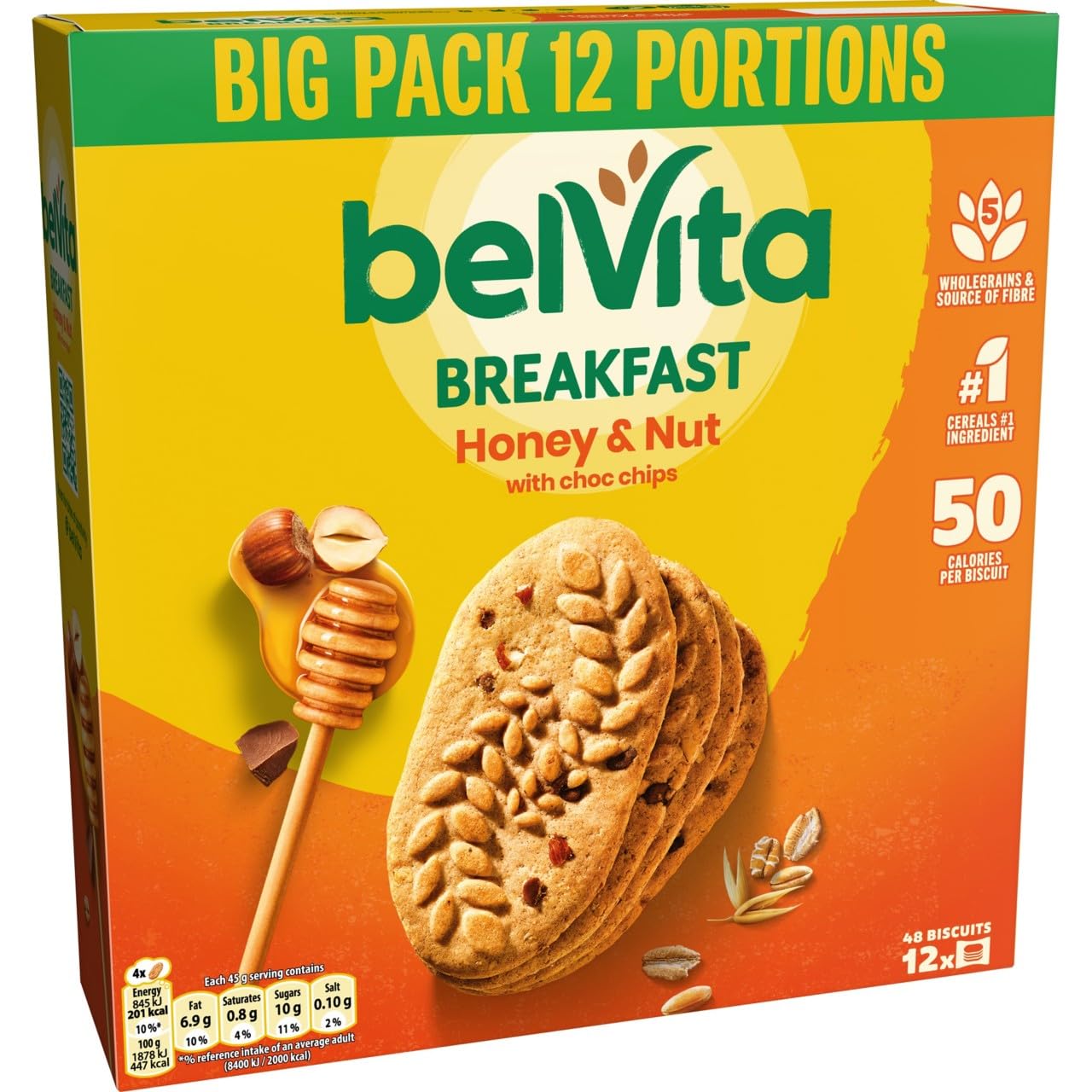 Belvita - Frühstückskekse Honig & Nüsse mit Schokostückchen 540g