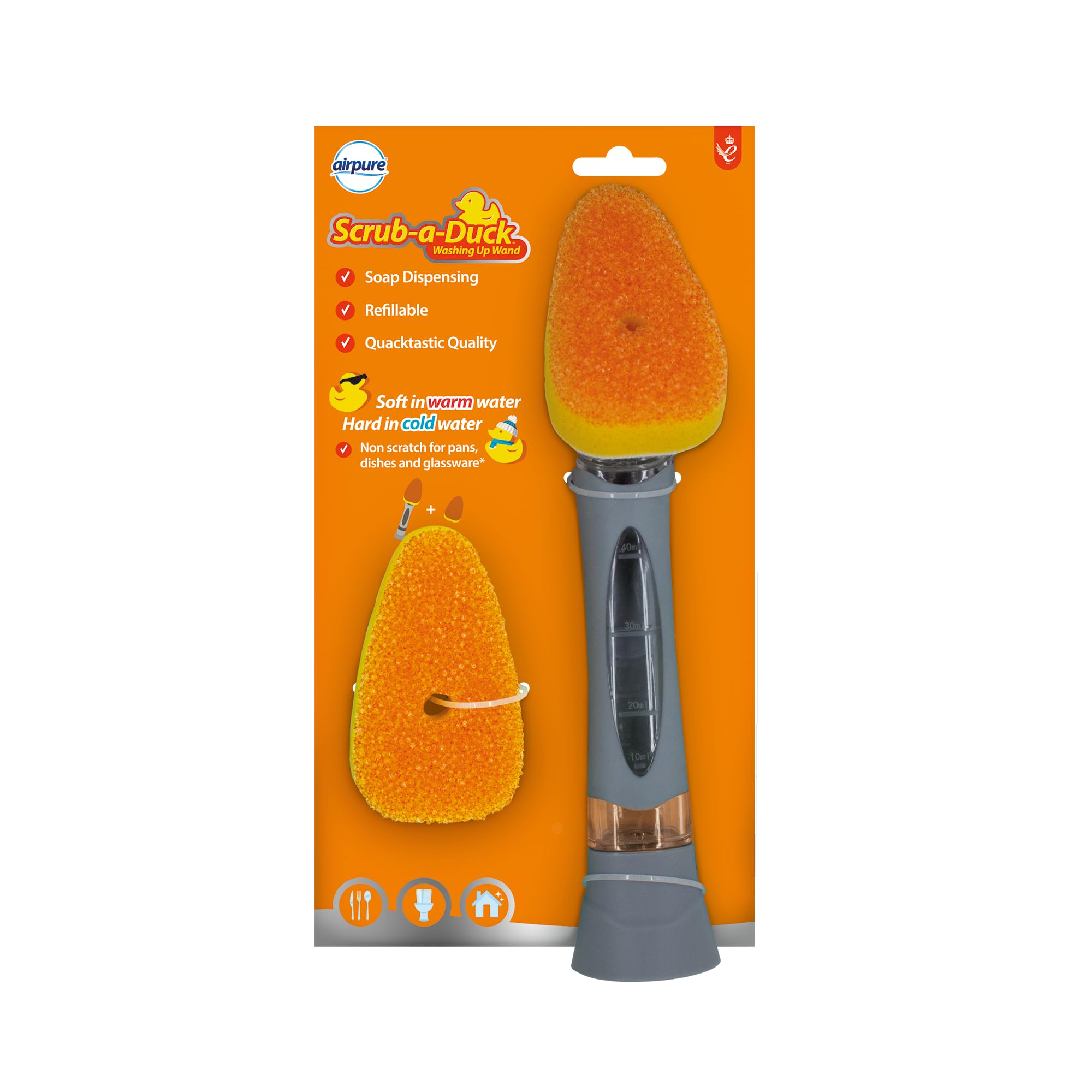 airpure - Scrub-a-Duck Spülstab | Seifenspender | Nachfüllbar | Kratzfest