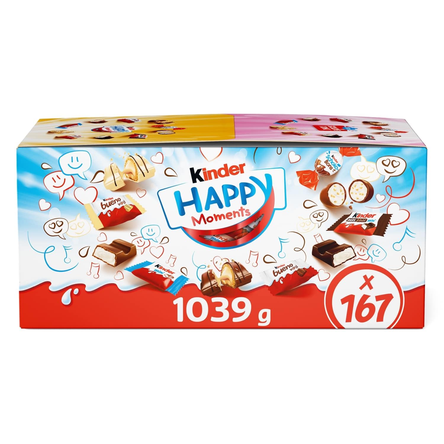 Kinder Happy Moments Exklusive Schokoladen-Geschenkbox – 1 kg Großpackung zum Teilen mit verschiedenen Minis