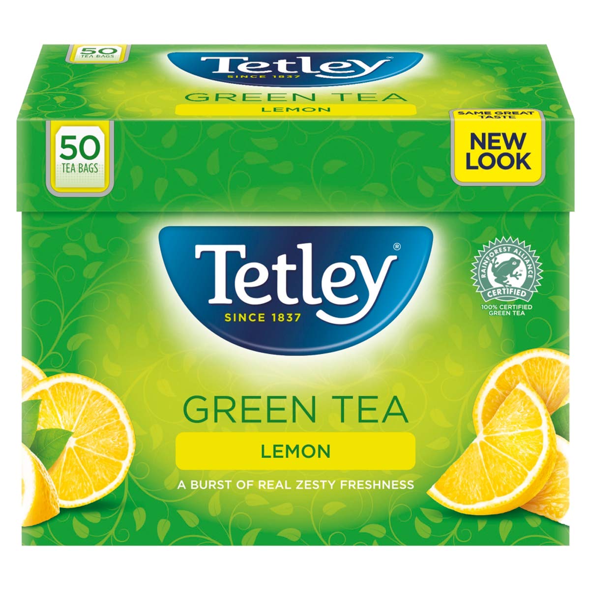 Tetley Grüner Tee Zitrone 50 Teebeutel, 100 g – Mit Zitrusfrüchten angereicherter Grüntee