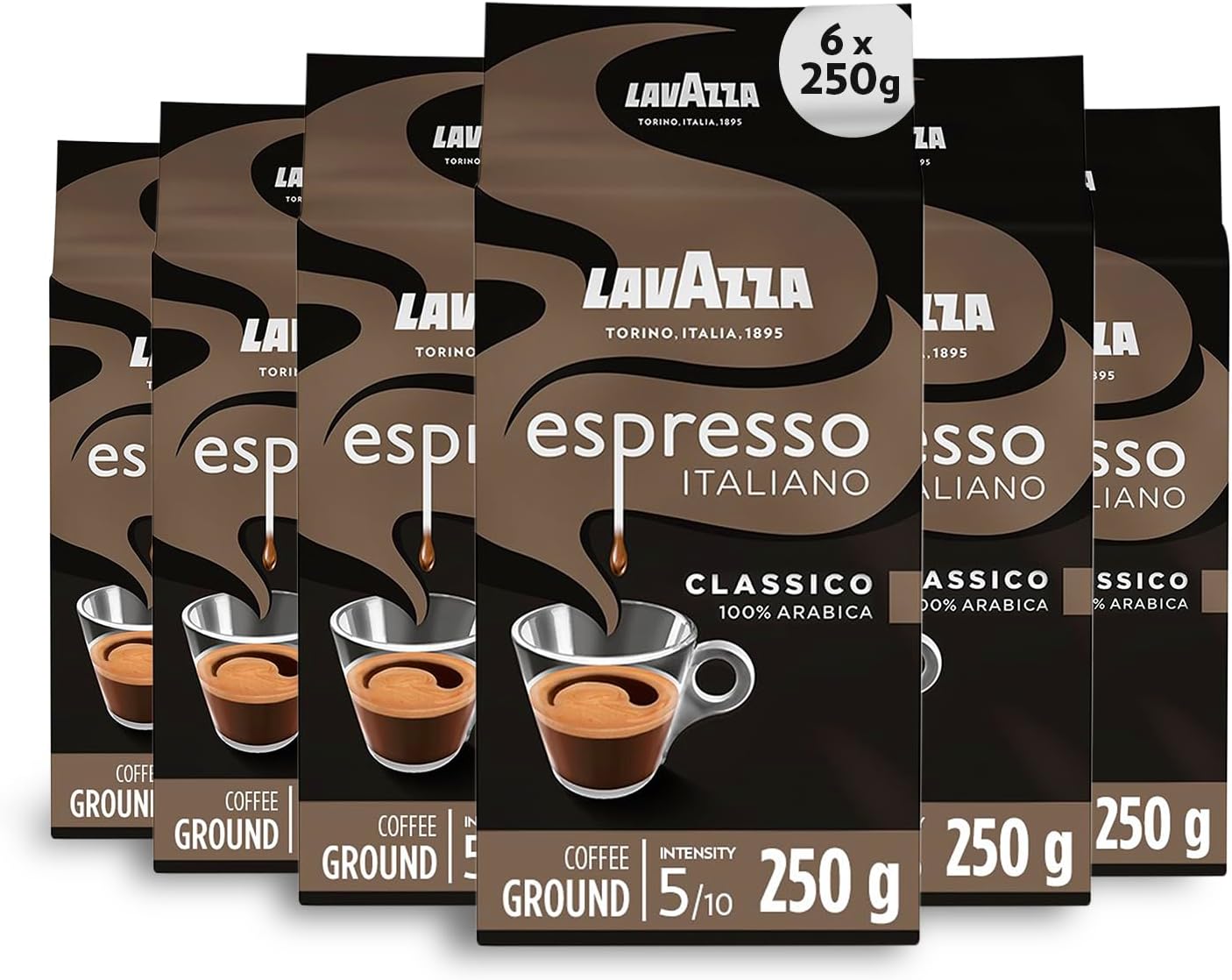 Lavazza Espresso Italiano Classico - Gemahlener Kaffee 6 x 250g