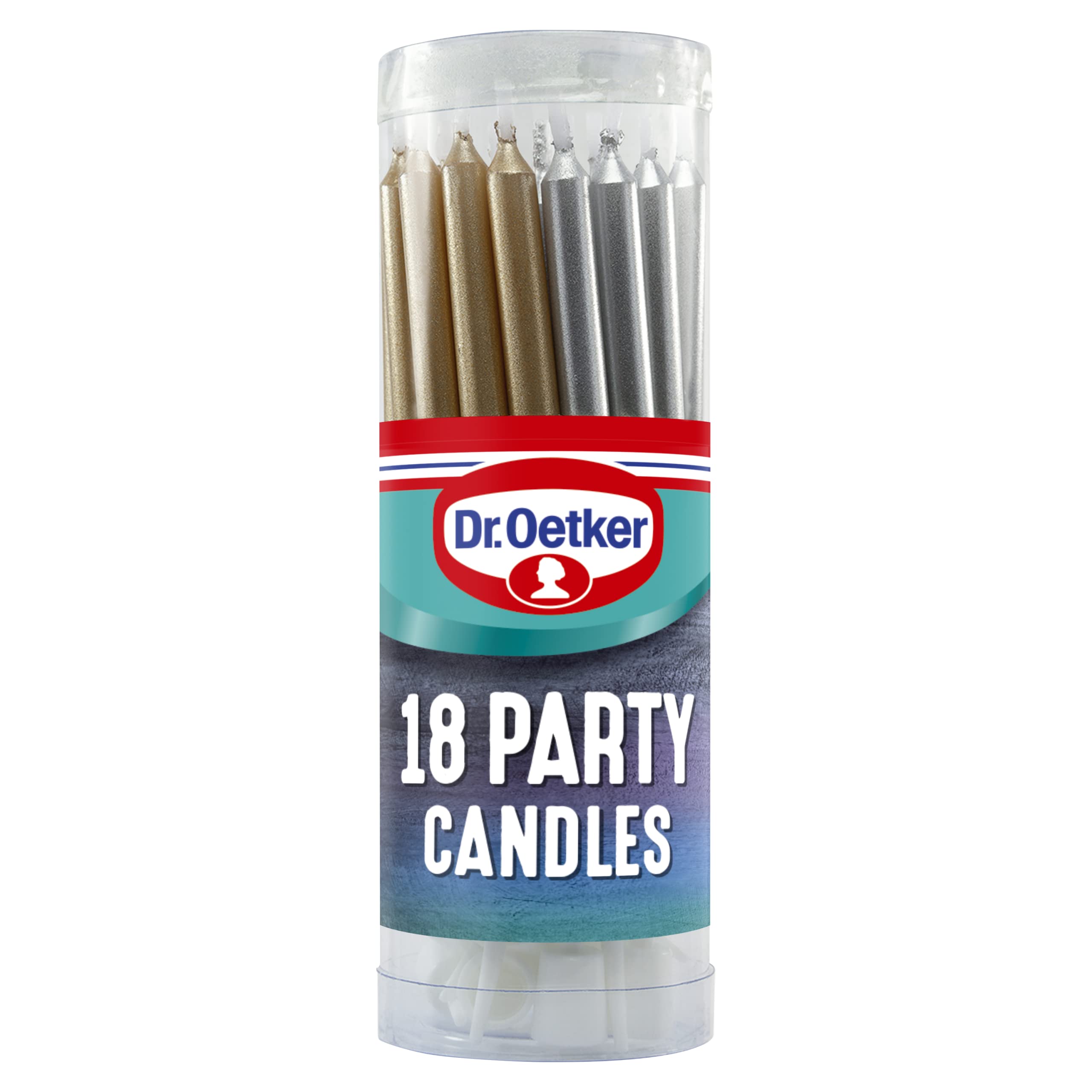 Dr. Oetker Partykerzen - Verschiedene pastellfarbene Kerzen mit Halter
