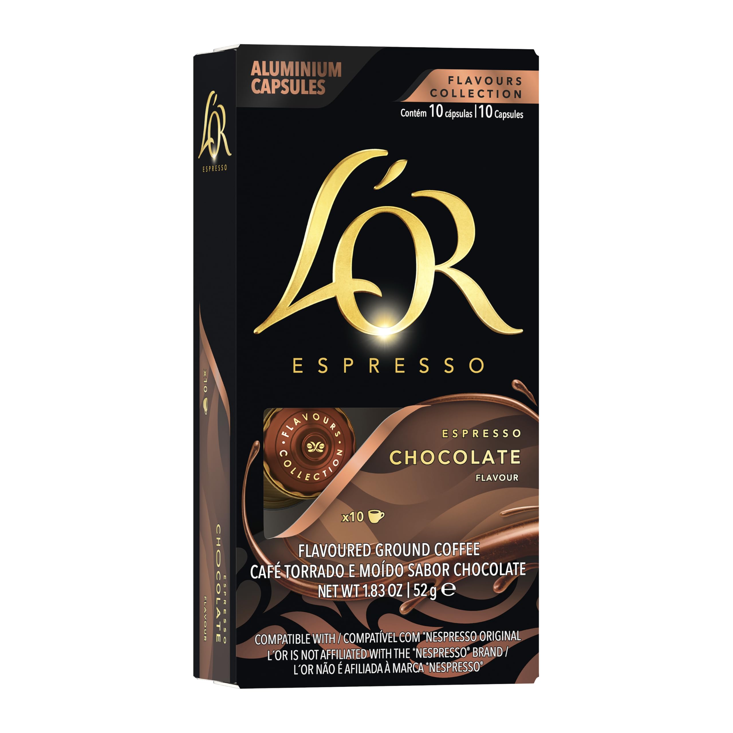 L'OR Espresso Kaffeepads mit Schokoladengeschmack, 10 Stück (10er-Packung, 100 Aluminiumkapseln)