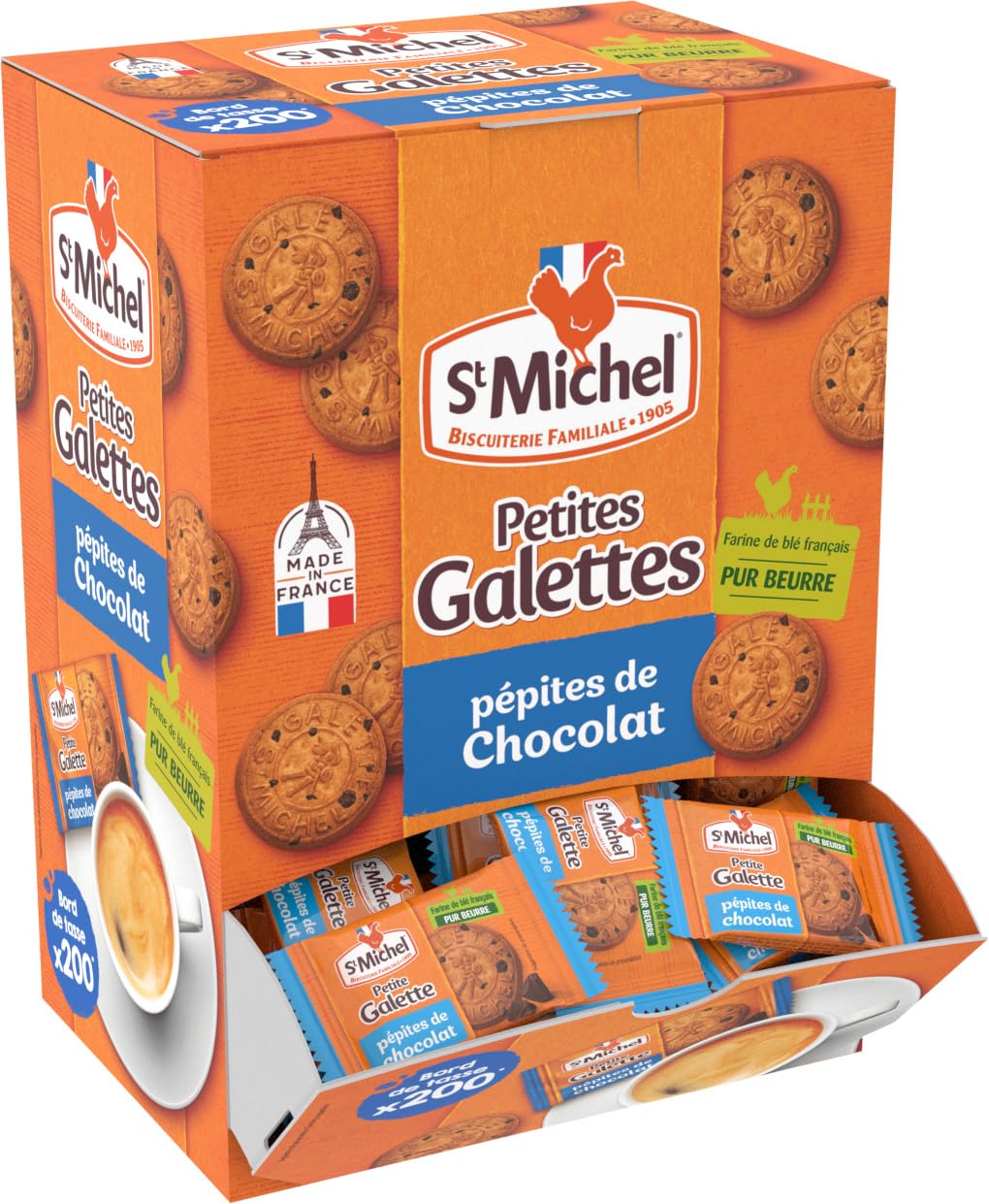 St. Michel – Kleine französische Galettes mit reiner Butter und Schokoladenstückchen – Kaffeegröße