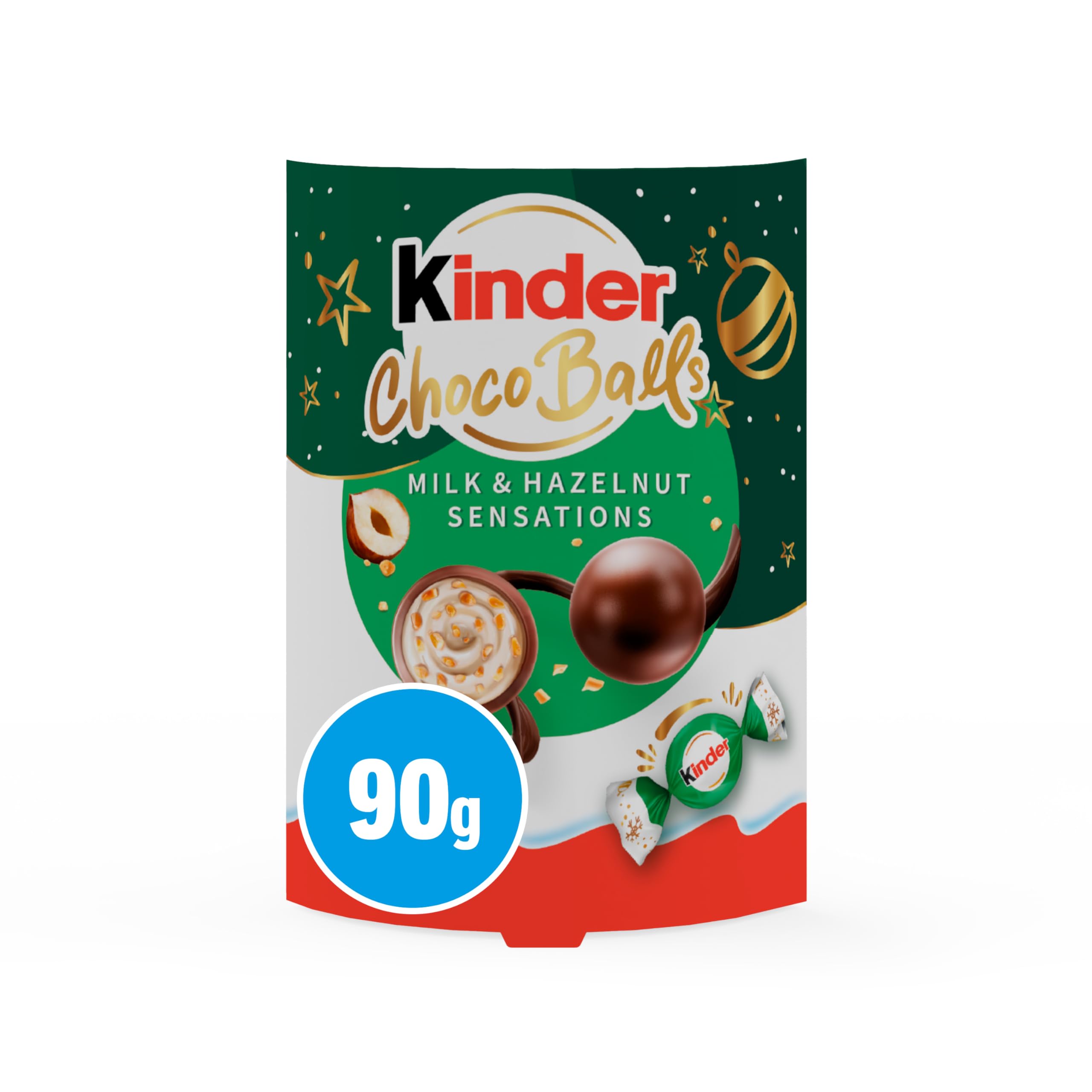 Kinder Balls G90x17 Milch- und Haselnussschokoladenbonbon-Sortimentspackung Weihnachtsedition