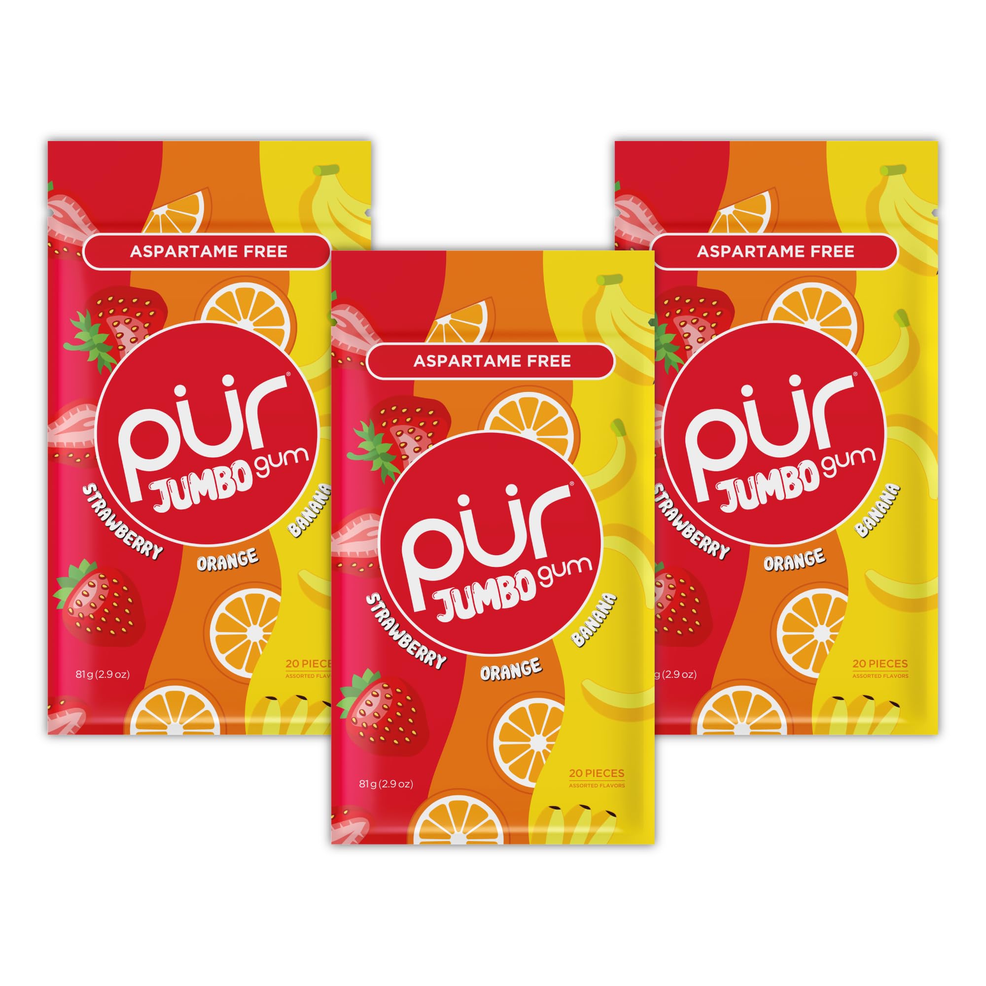 PUR Jumbo Gum – Kaugummi (Aspartamfrei, Zuckerfrei, mit Xylitol gesüßt)