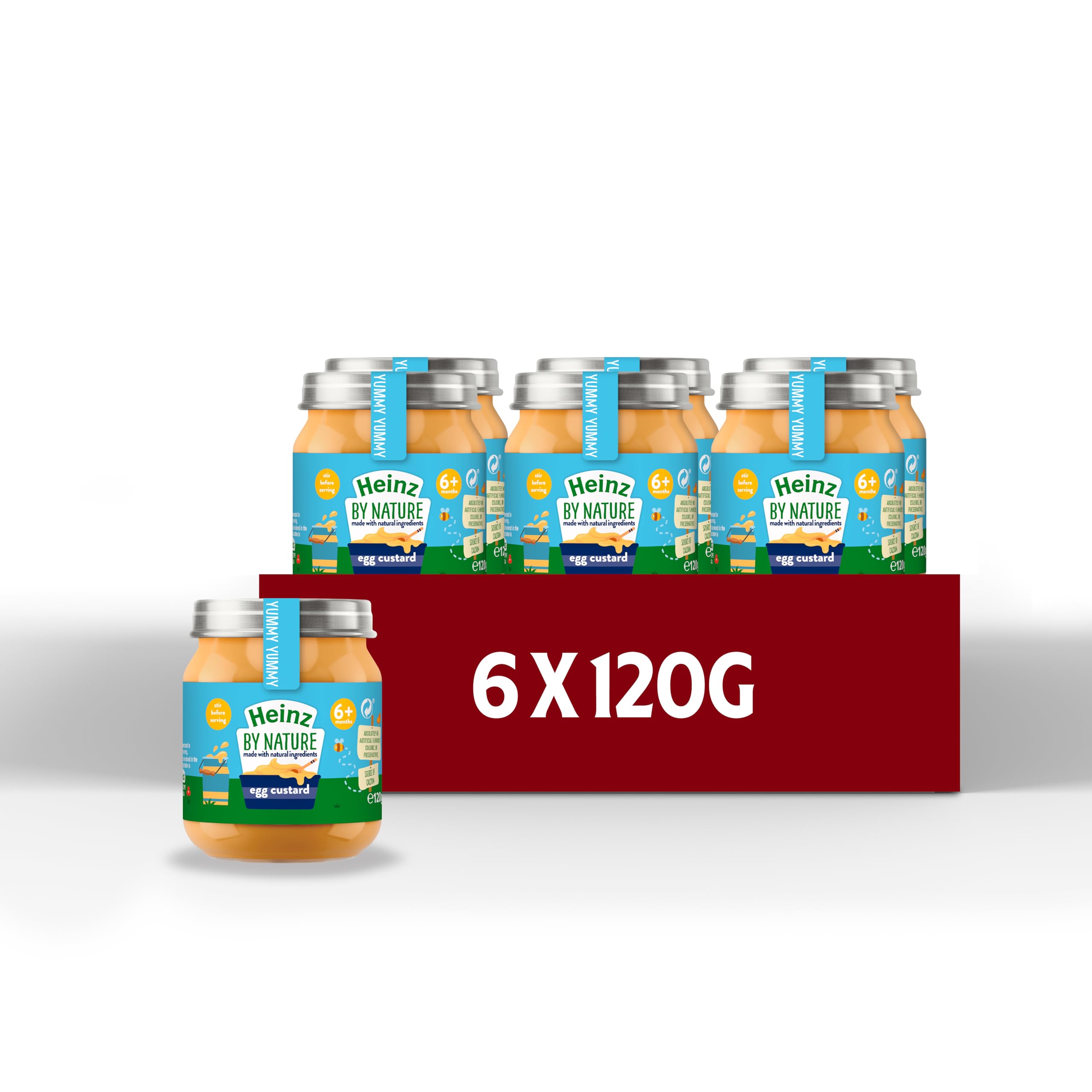 Heinz By Nature Egg Custard Babynahrung im Glas, 6 x 120 g – glutenfrei, ohne künstliche Zusatzstoffe