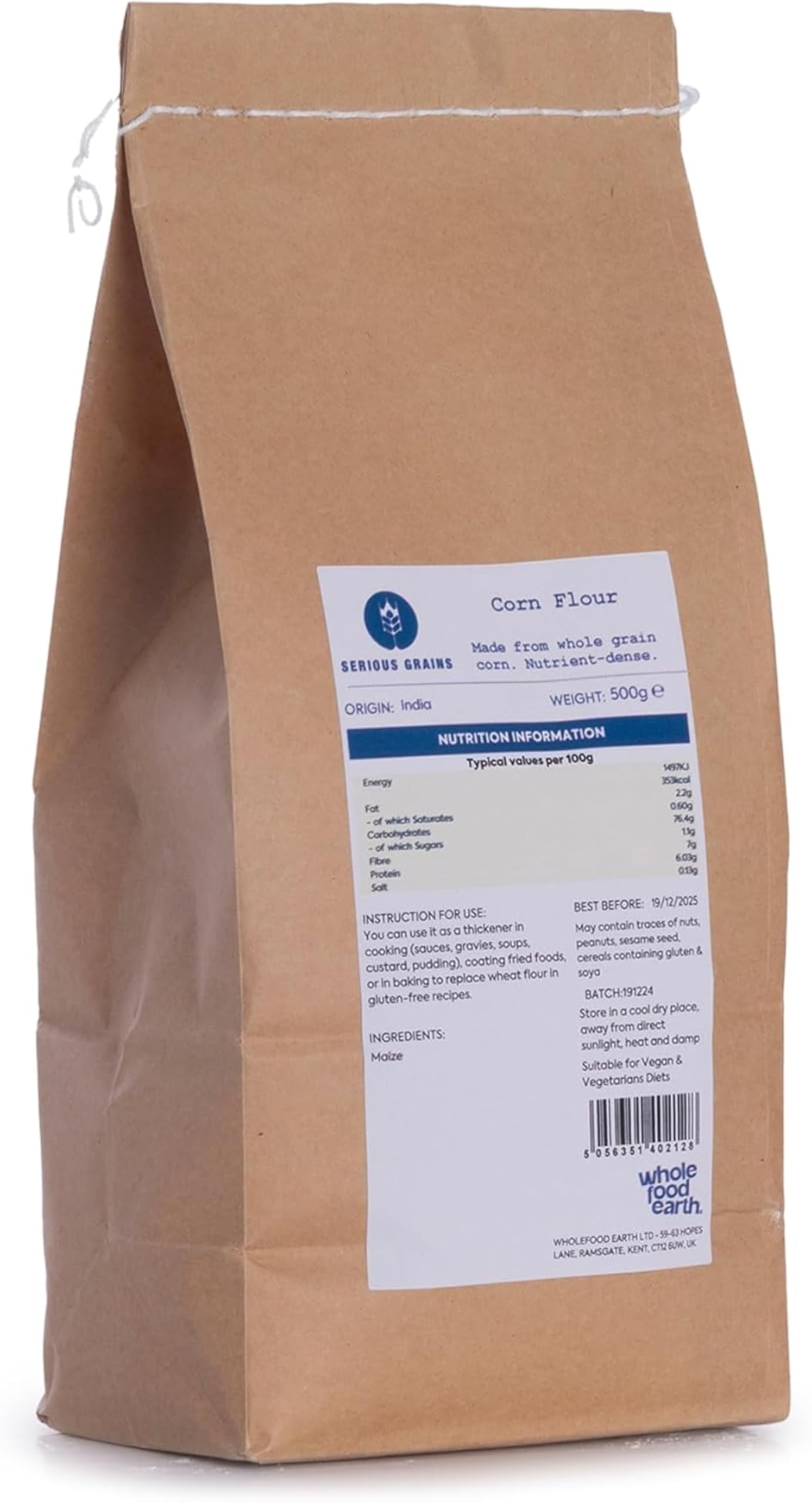 Serious Grains Maismehl 500 g – gentechnikfrei, vegan, ohne Zuckerzusatz
