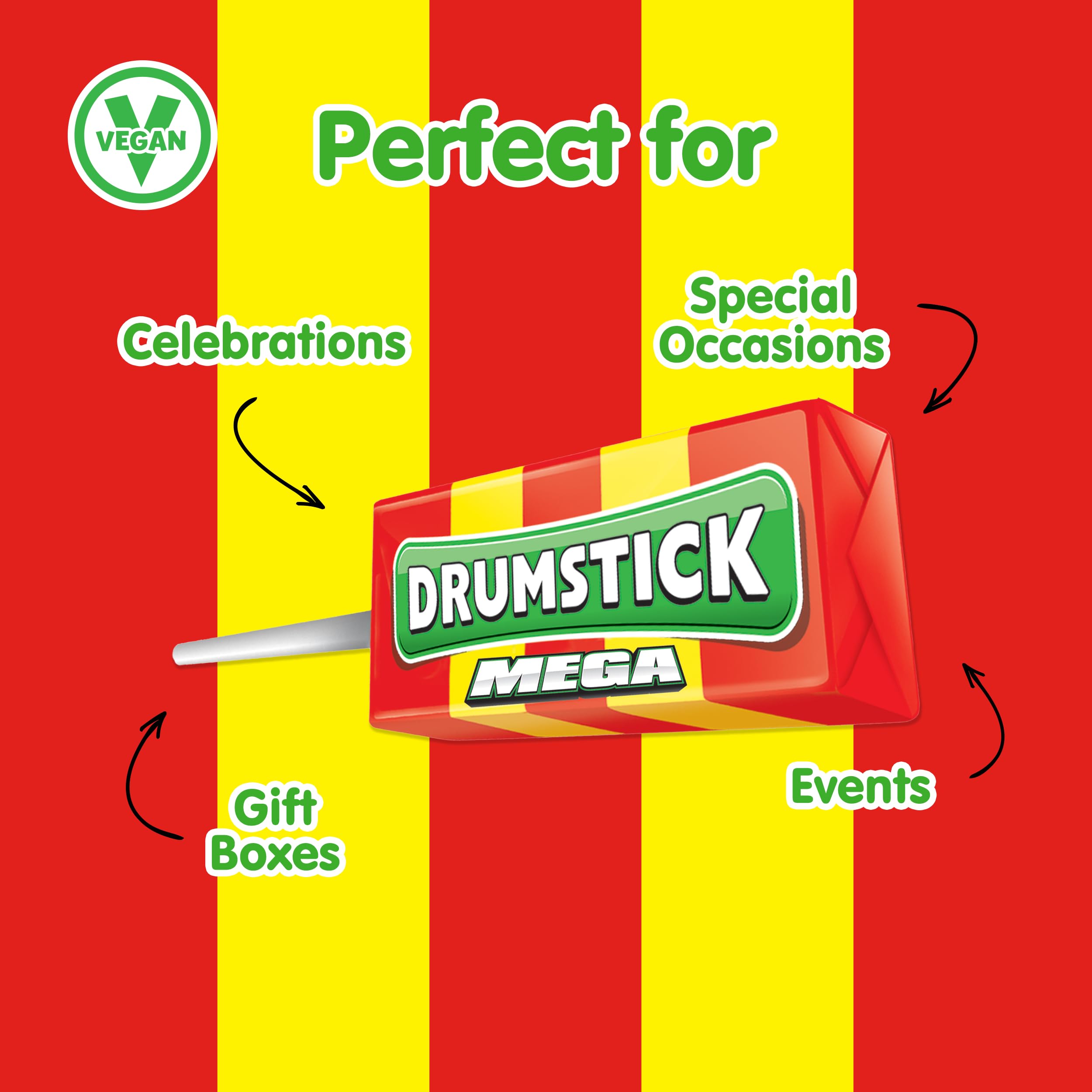 Swizzels Mega Original Drumstick Lollies mit Himbeer- und Milchgeschmack, Multipack-Großpackung (36 Lollies)