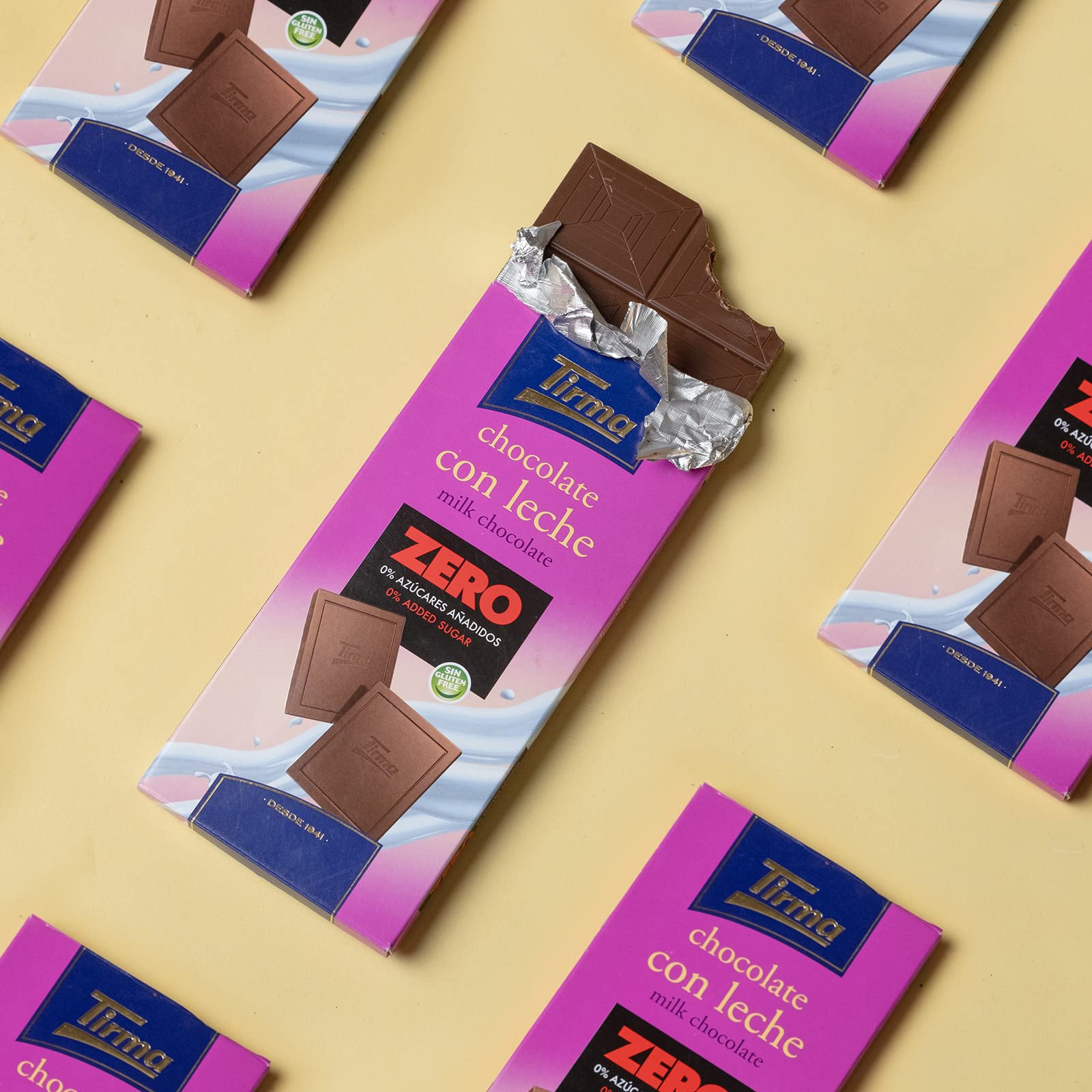 Tirma – Milchschokoladenriegel ohne Zuckerzusatz | Glutenfrei | Hergestellt in Spanien