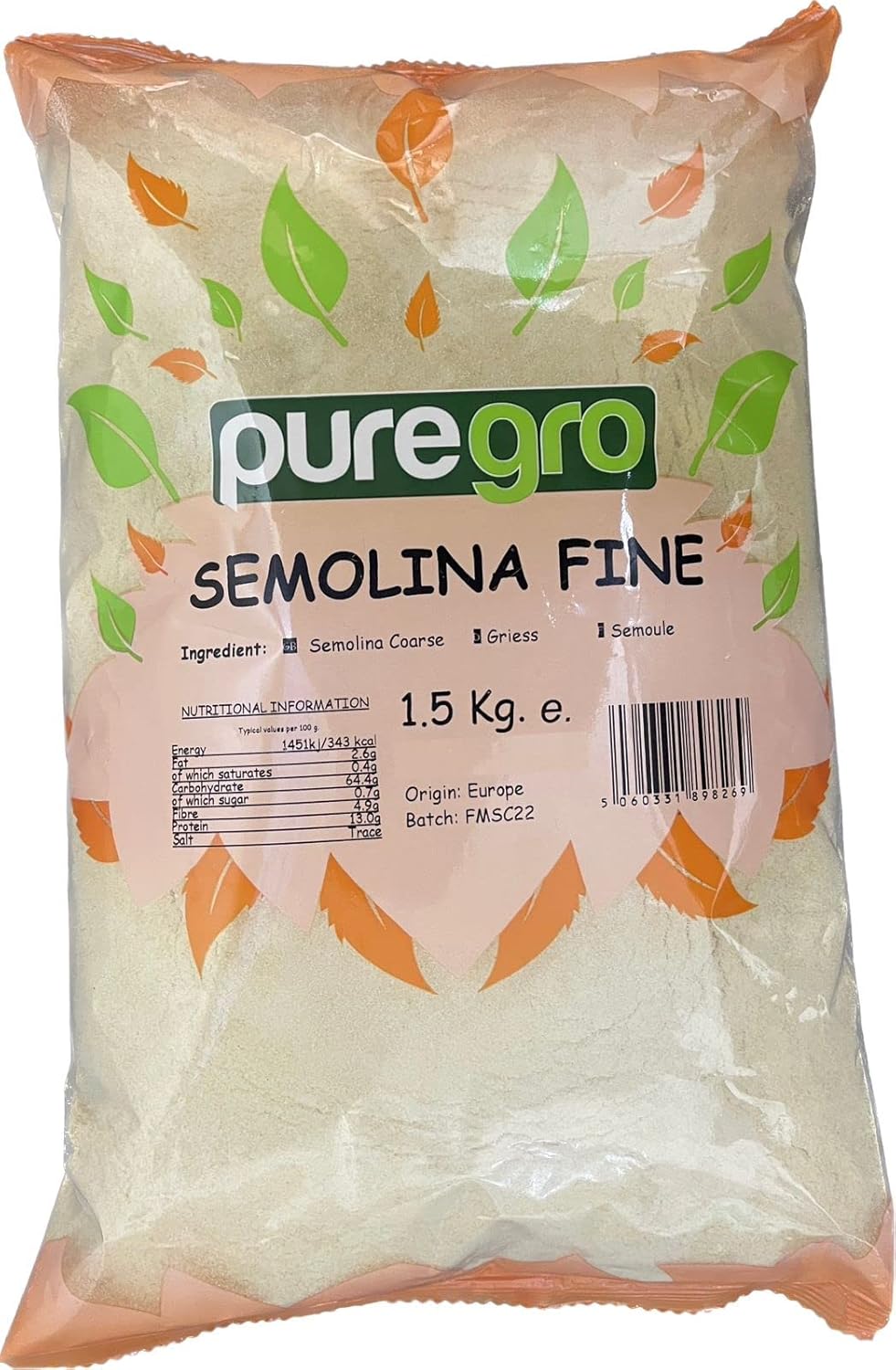 Puregro Grieß Fein 1,5kg