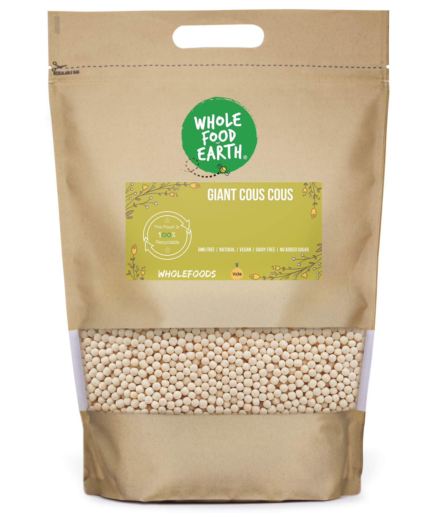 Wholefood Earth Riesen-Couscous 1 kg | Gentechnikfrei | Natürlich | Ballaststoffquelle