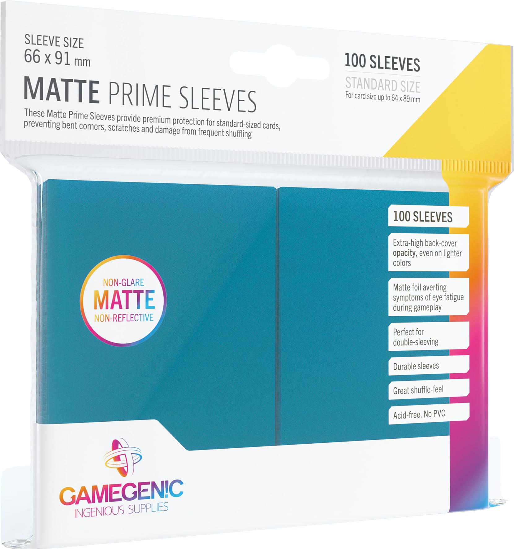 Gamegenic Matte Prime Sleeves (100er-Pack) – Blau, ideal für Doppel-Sleeving