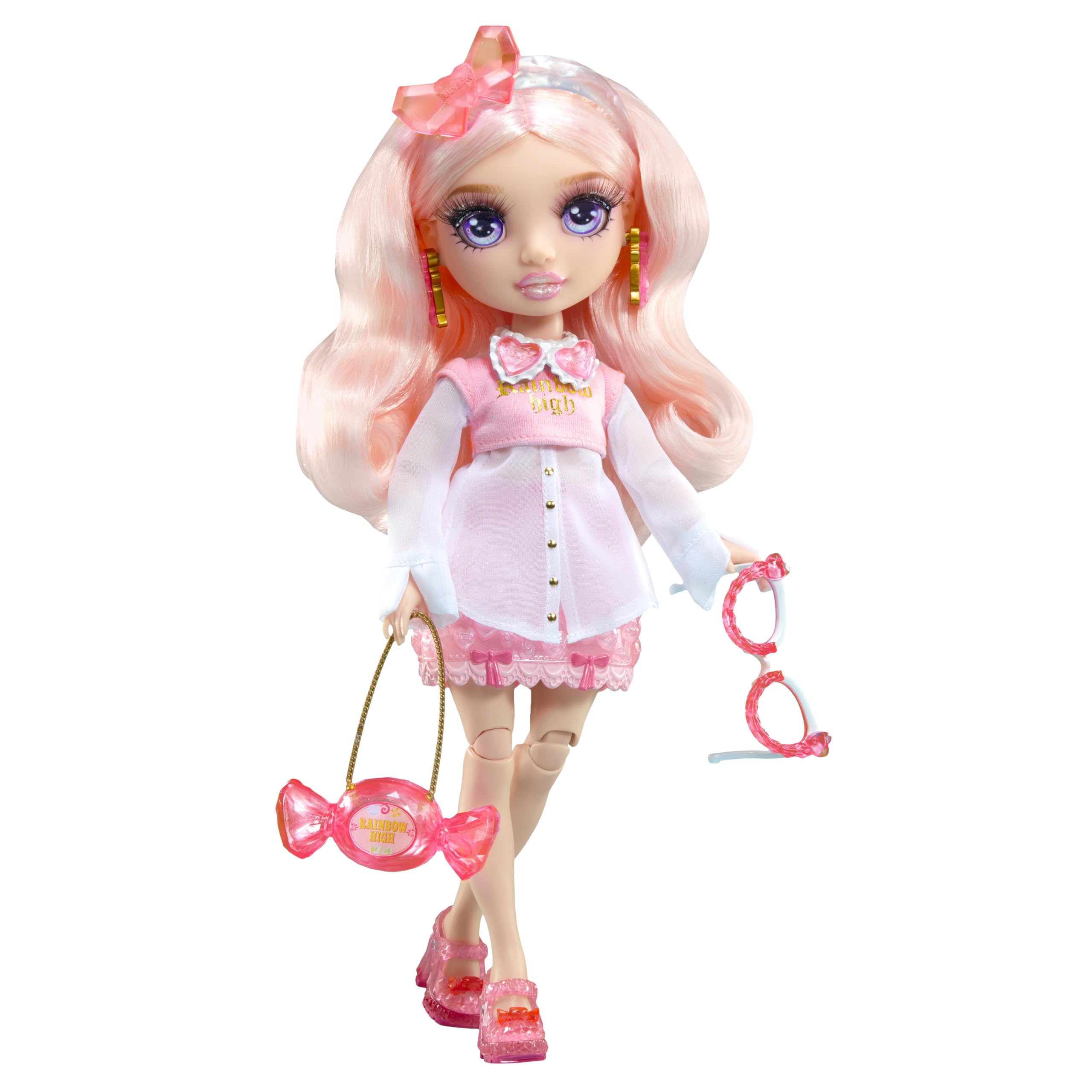 Rainbow High Creative Crystals Bella – Rosa 28 cm Modepuppe mit Kristall
