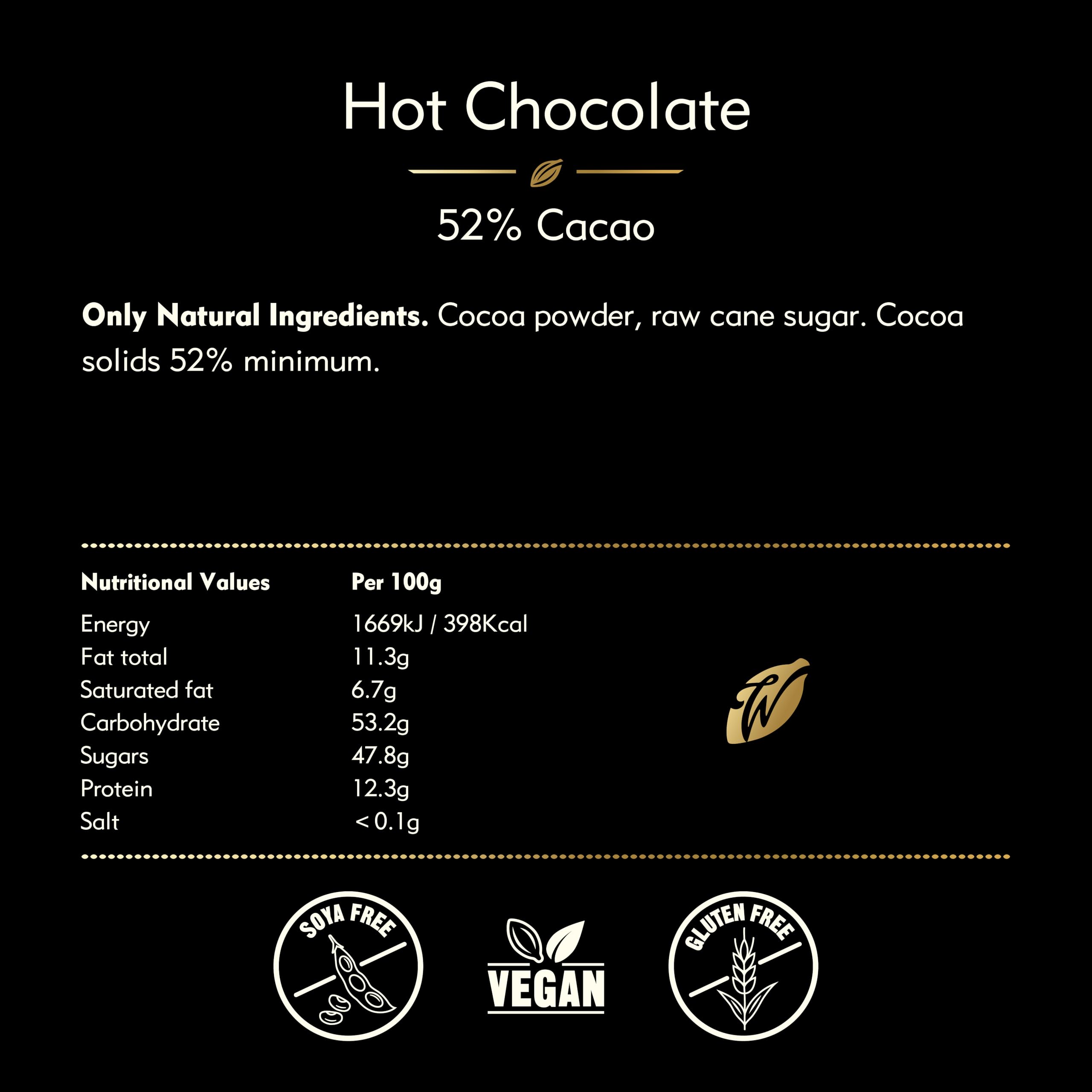 Willie's Cacao – Reichhaltige dunkle heiße Schokolade – 52 % Kakao – 250 g – Single Estate Trinkschokolade