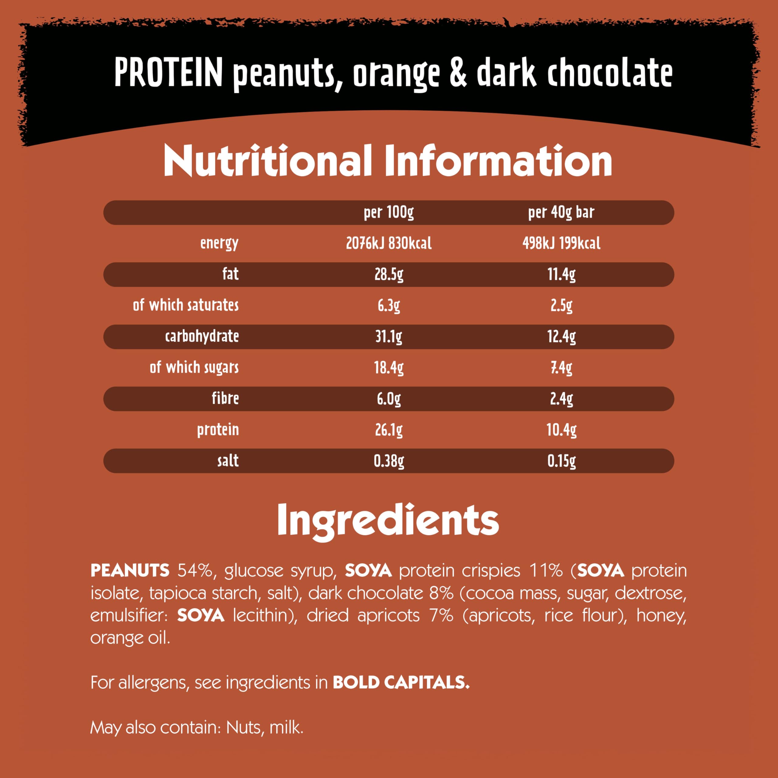 Eat Natural - Protein-Erdnüsse, Orange & dunkle Schokolade, Frucht- und Nussriegel (3 x 4)