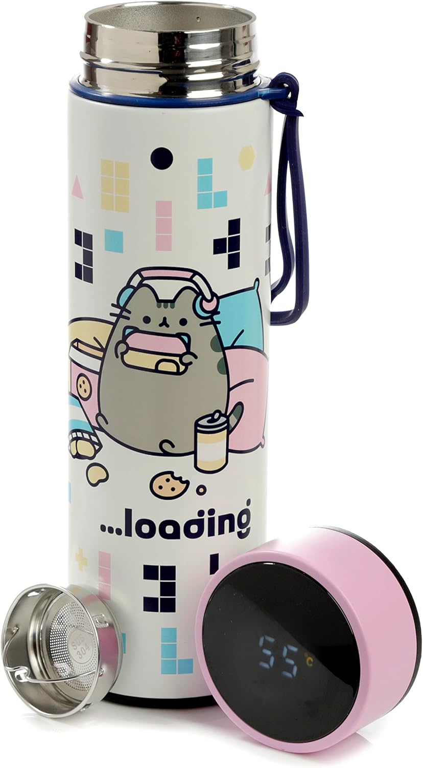 Puckator Pusheen Isolierte Wasserflasche aus Edelstahl mit LED-Temperaturanzeige (BOT149)