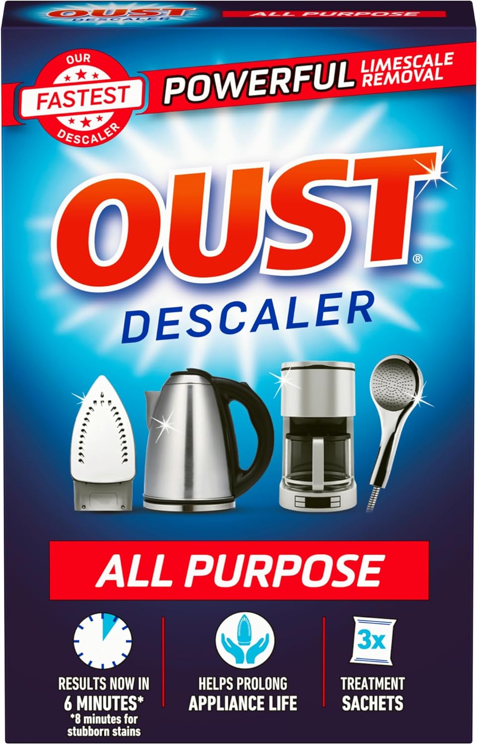 Oust Kraftvoller Allzweck-Entkalker – Kalklöser für Wasserkocher, Bügeleisen, Kaffeemaschinen & Duschköpfe