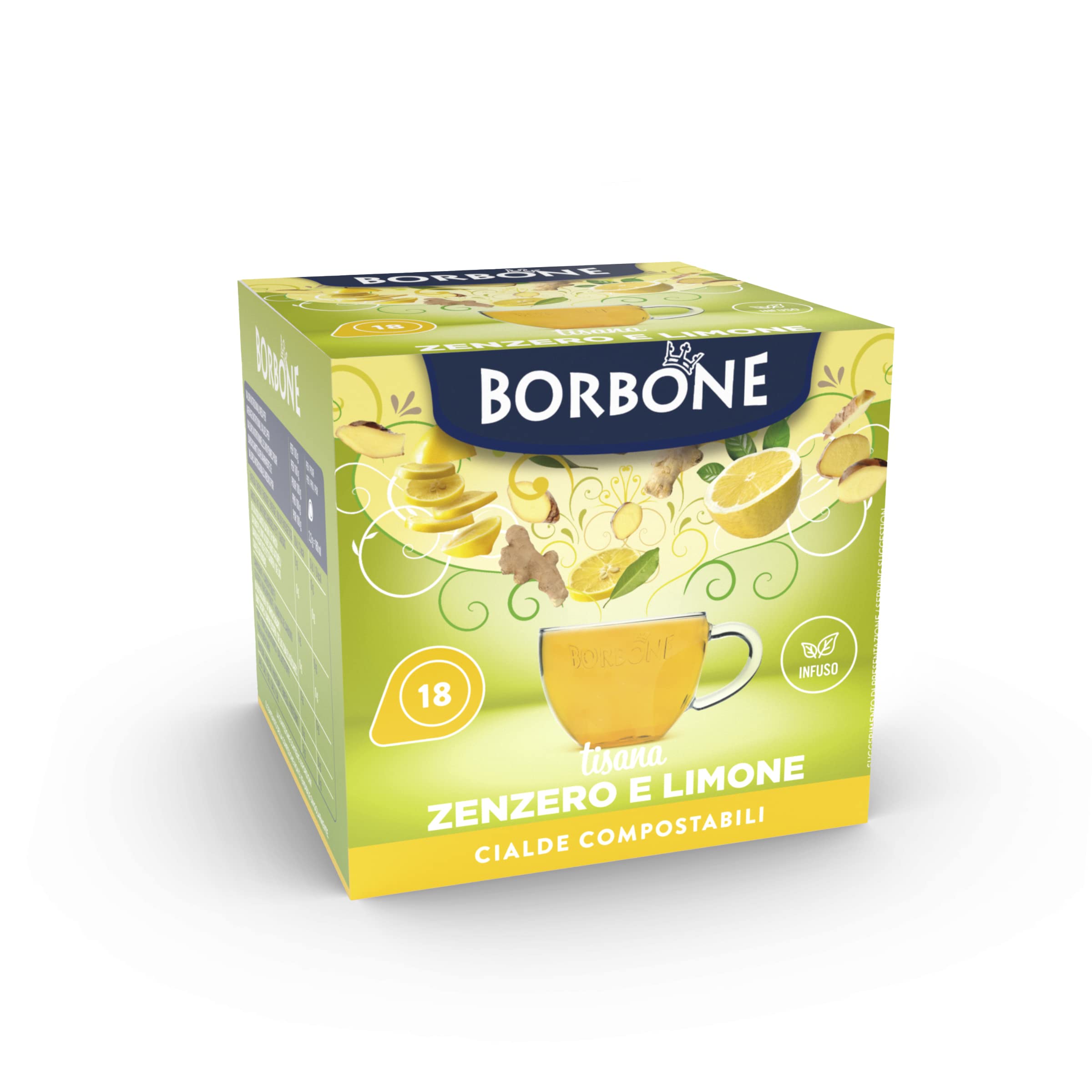 Caffè Borbone Ingwer-Zitronen-Aufguss – 72 Pads (4 Packungen mit 18 Stück) – ESE-kompatibel