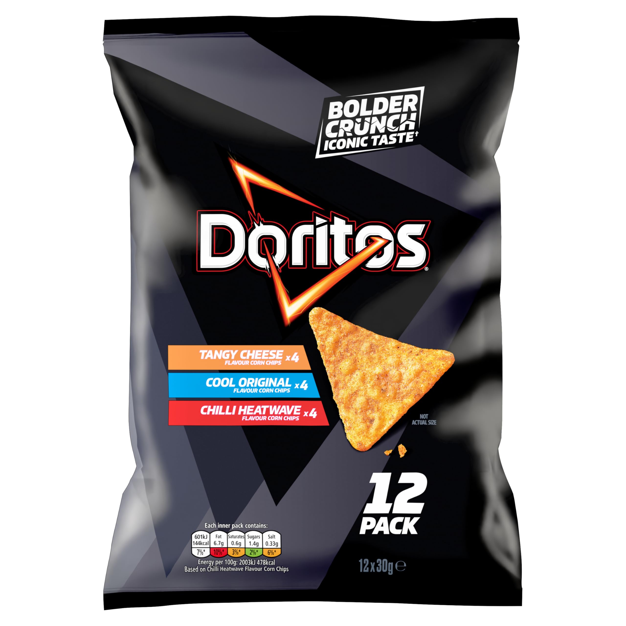Doritos Variety Pack 12 x 30 g Multipack – Geschmacksrichtungen Chili Heatwave, Cool Original und Tangy Cheese