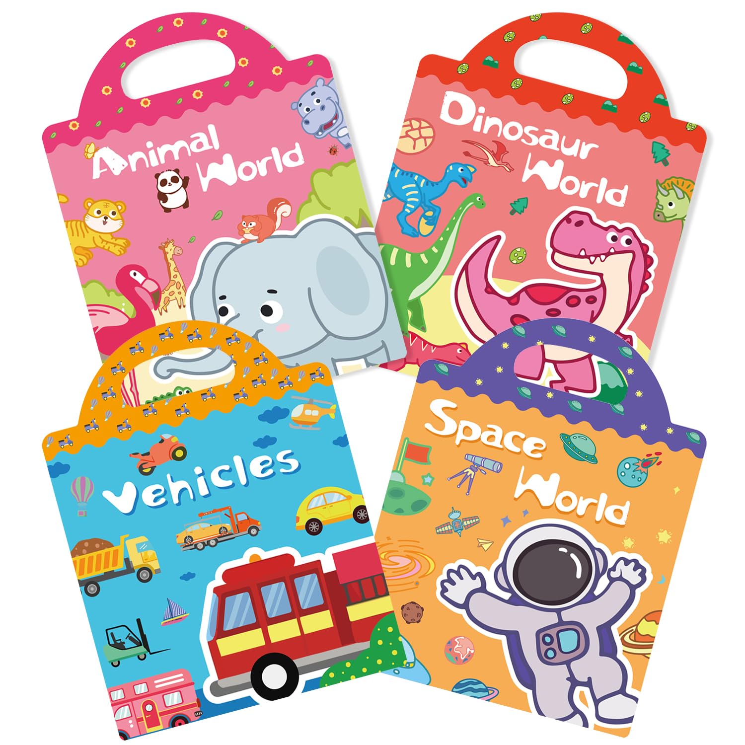 GUYUCOM 4er-Pack wiederverwendbare Stickerbücher für Kleinkinder – Lernspielset mit Gelee-Textur