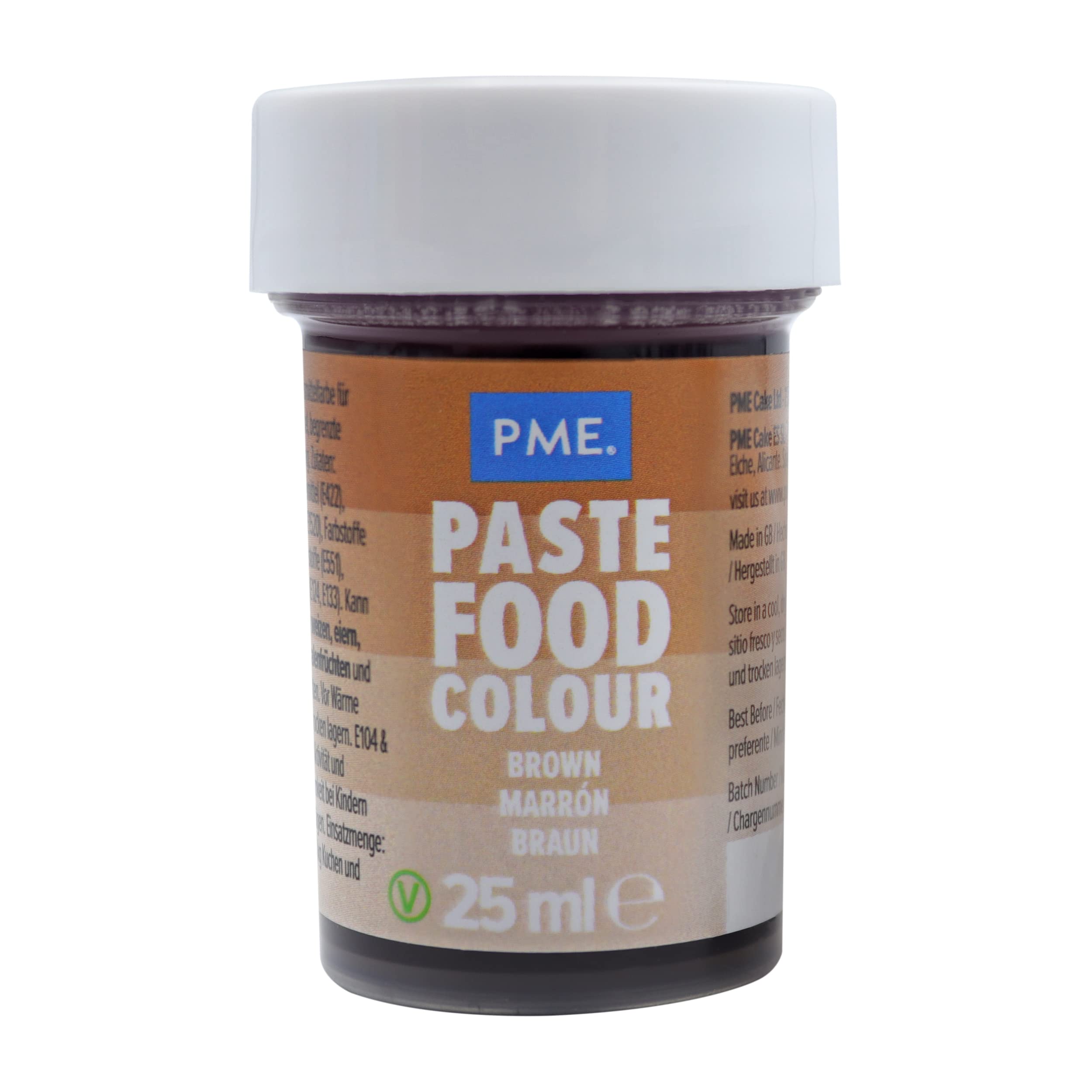 PME Paste Lebensmittelfarbe Braun 25g - Professionelle Gelpaste Backfarbe