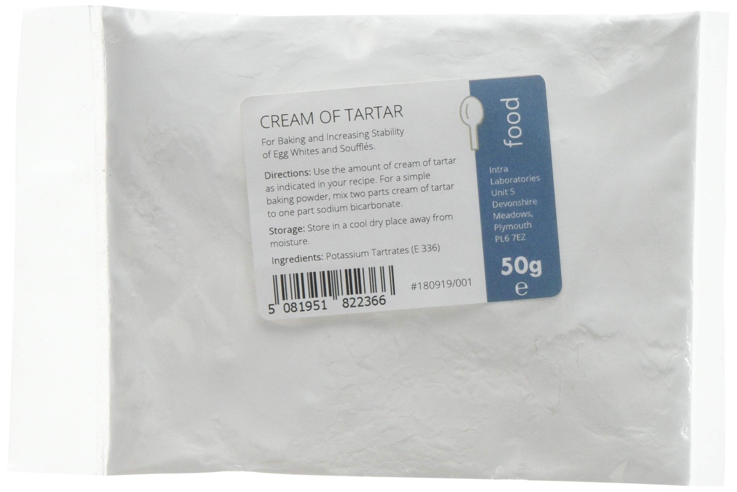Intralabs Weinstein – Pulver in Lebensmittelqualität zum Backen und für selbstgemachte Knete, 50 g