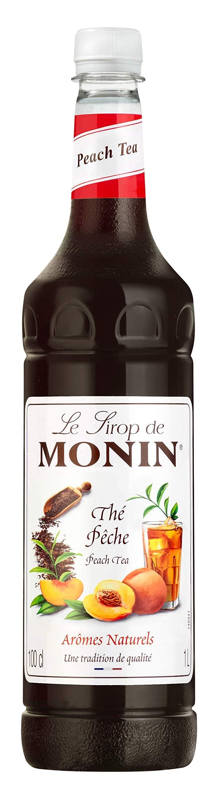 MONIN Premium Pfirsich-Teekonzentrat 1L – Vegan, allergenfrei, natürliche Aromen für Eistees & Heißtees