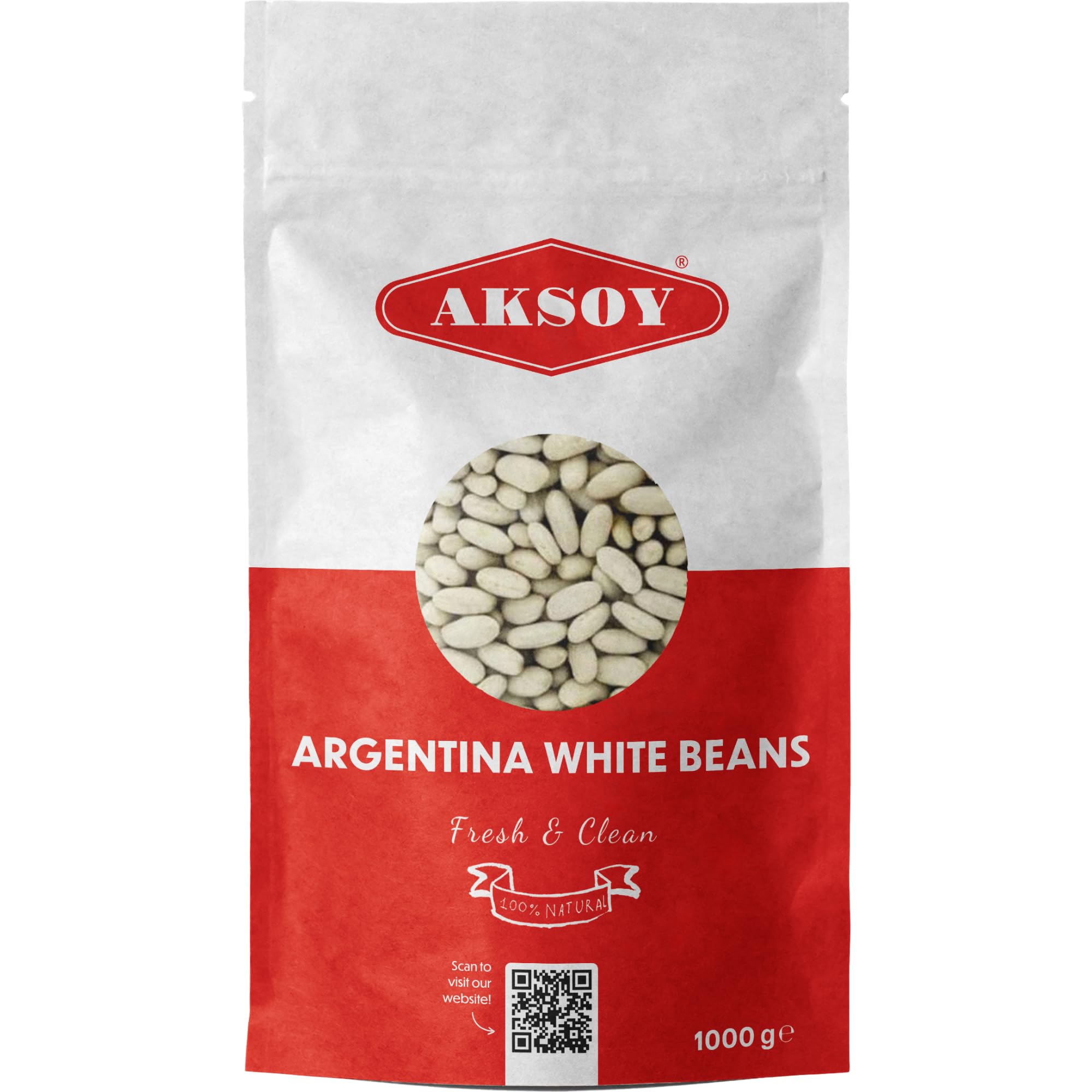 Aksoy Argentina Weiße Bohnen 1 kg – Premium Weiße Bohnen für Eintöpfe, Suppen, Salate und Aufläufe