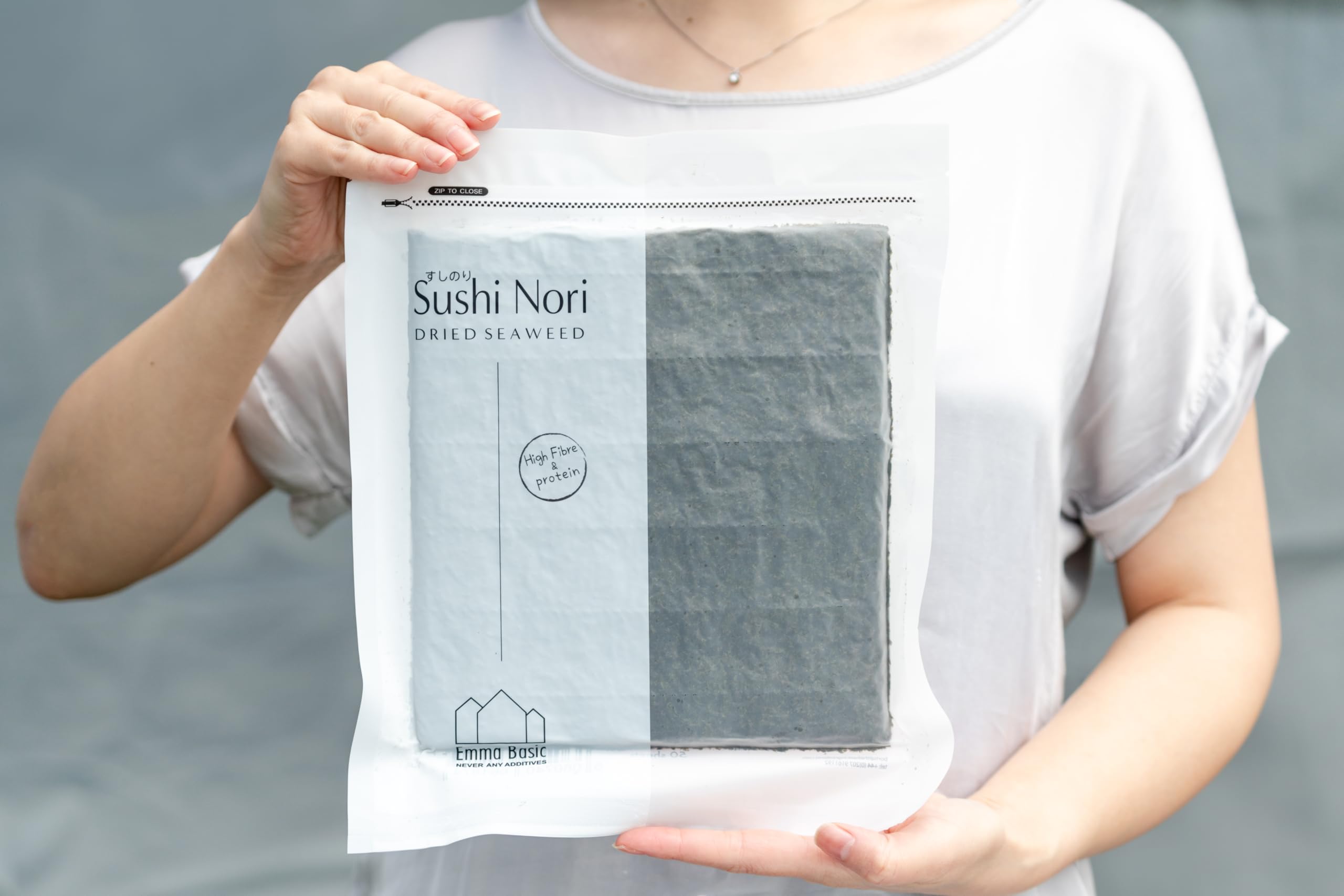 Emma Basic Algen-Sushi-Nori, 40 ganze Blätter – Jung & Knusprig, Proteinreich, Ballaststoffreich