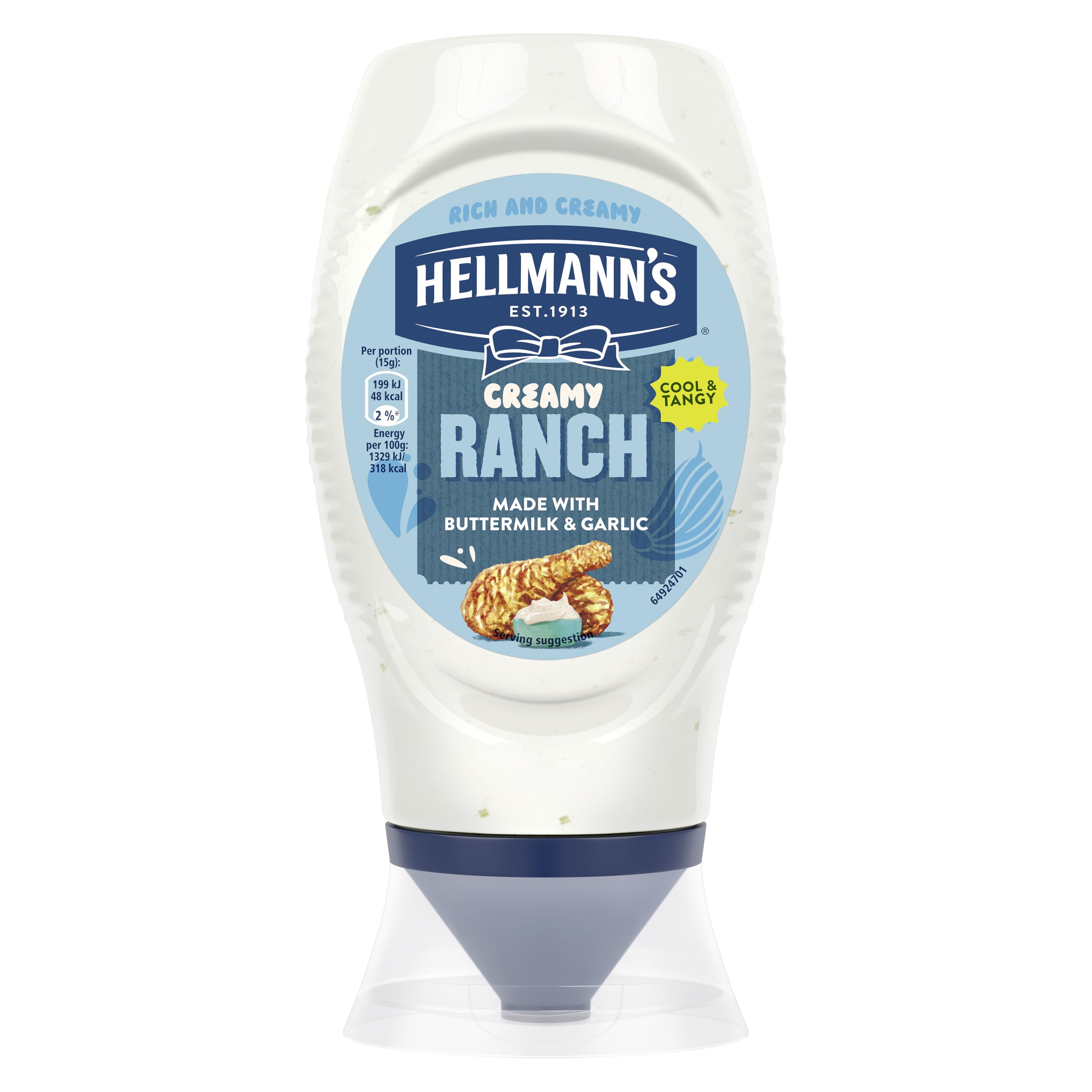 Hellmann's Creamy Ranch Sauce – Würzmittel mit Buttermilch- und Knoblauchgeschmack, 100 % recycelbare Flasche