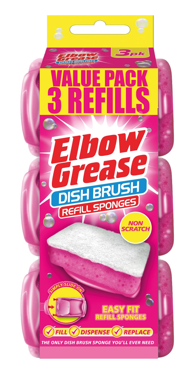 Elbow Grease – Nachfüllschwämme für Spülbürsten (Pink – 3er-Pack)