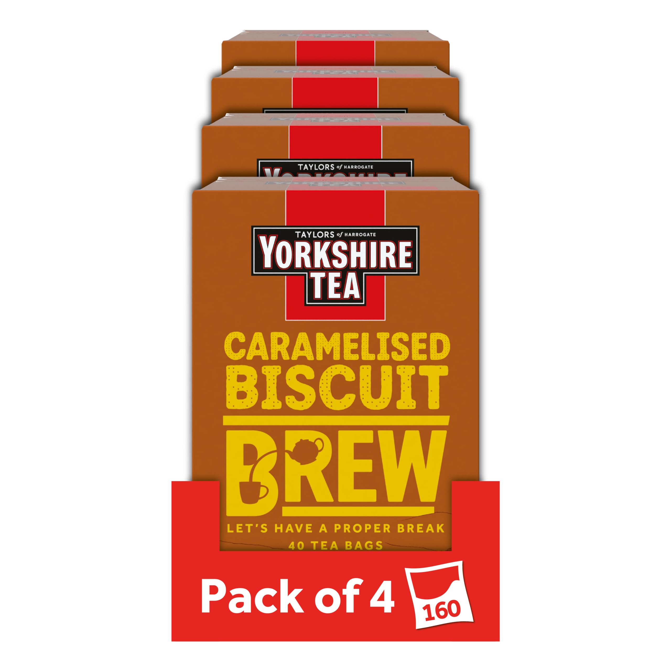 Yorkshire Tea – Teebeutel mit Karamellbiskuit-Geschmack, 4 Schachteln mit je 40 Stück