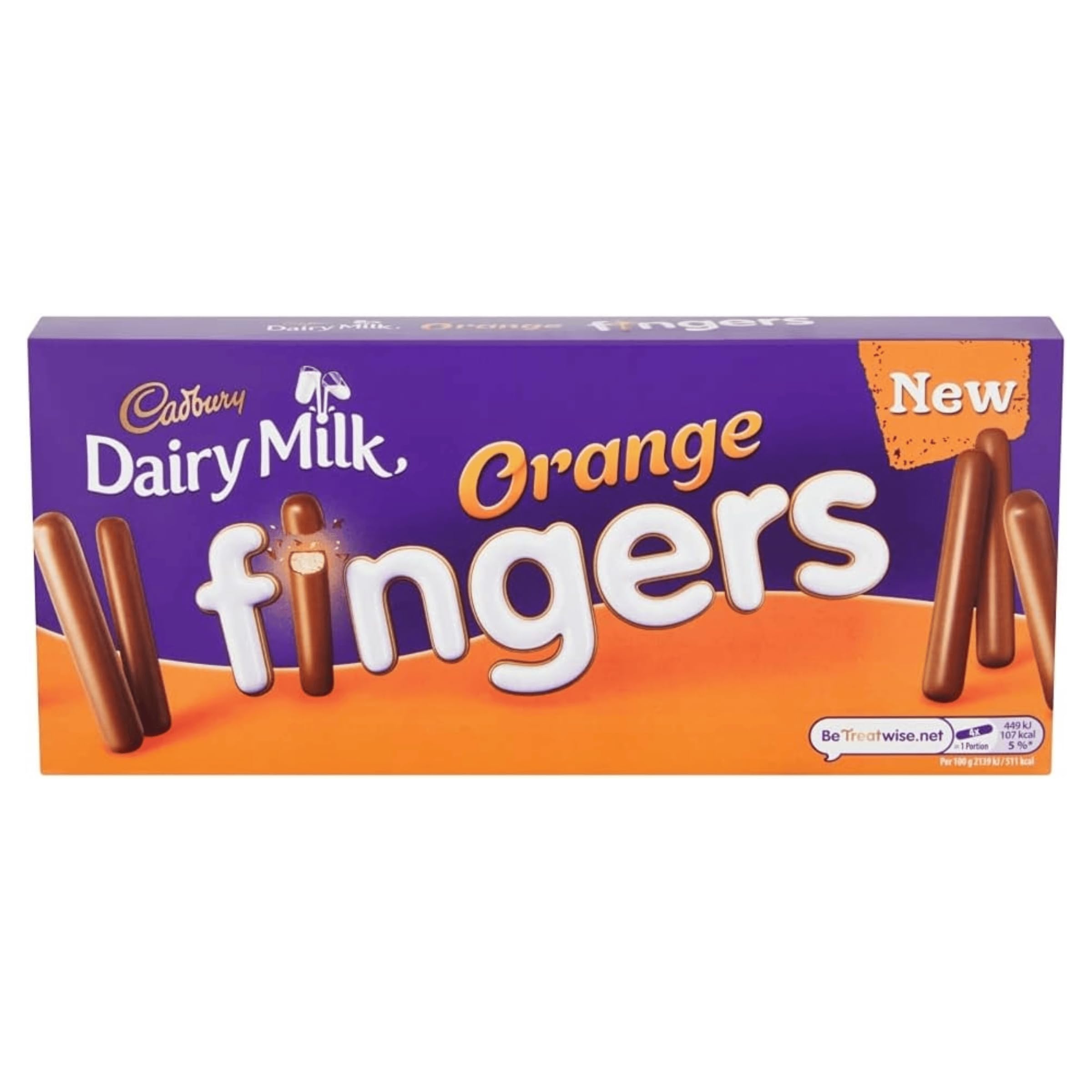 Cadbury Dairy Milk Orange Fingers, knusprige Kekse mit Orangenschokolade überzogen, 114 g