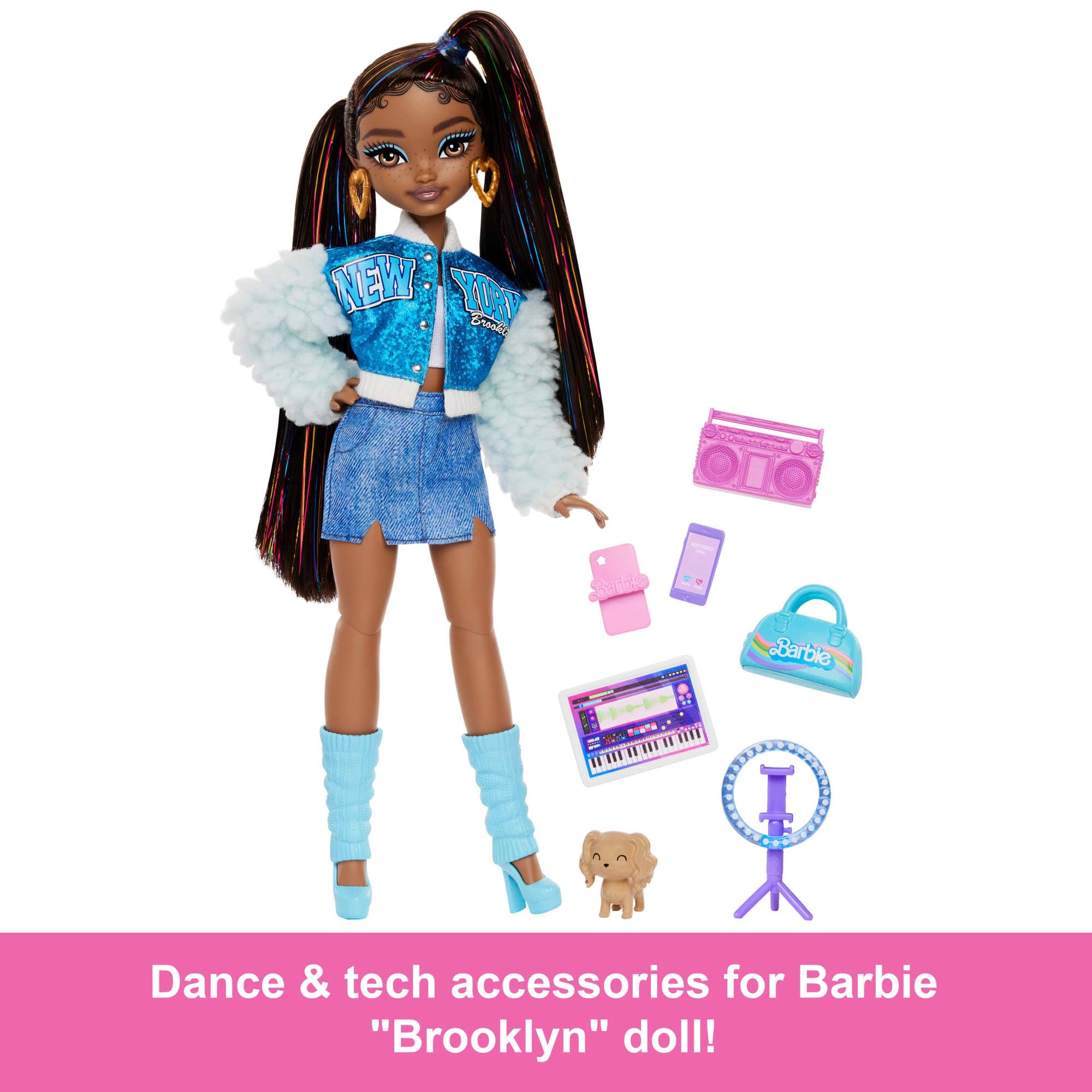 Barbie Dream Besties Spielset – Brooklyn-Puppe mit 9 Musikzubehörteilen, bewegliche Modepuppe für Kinder