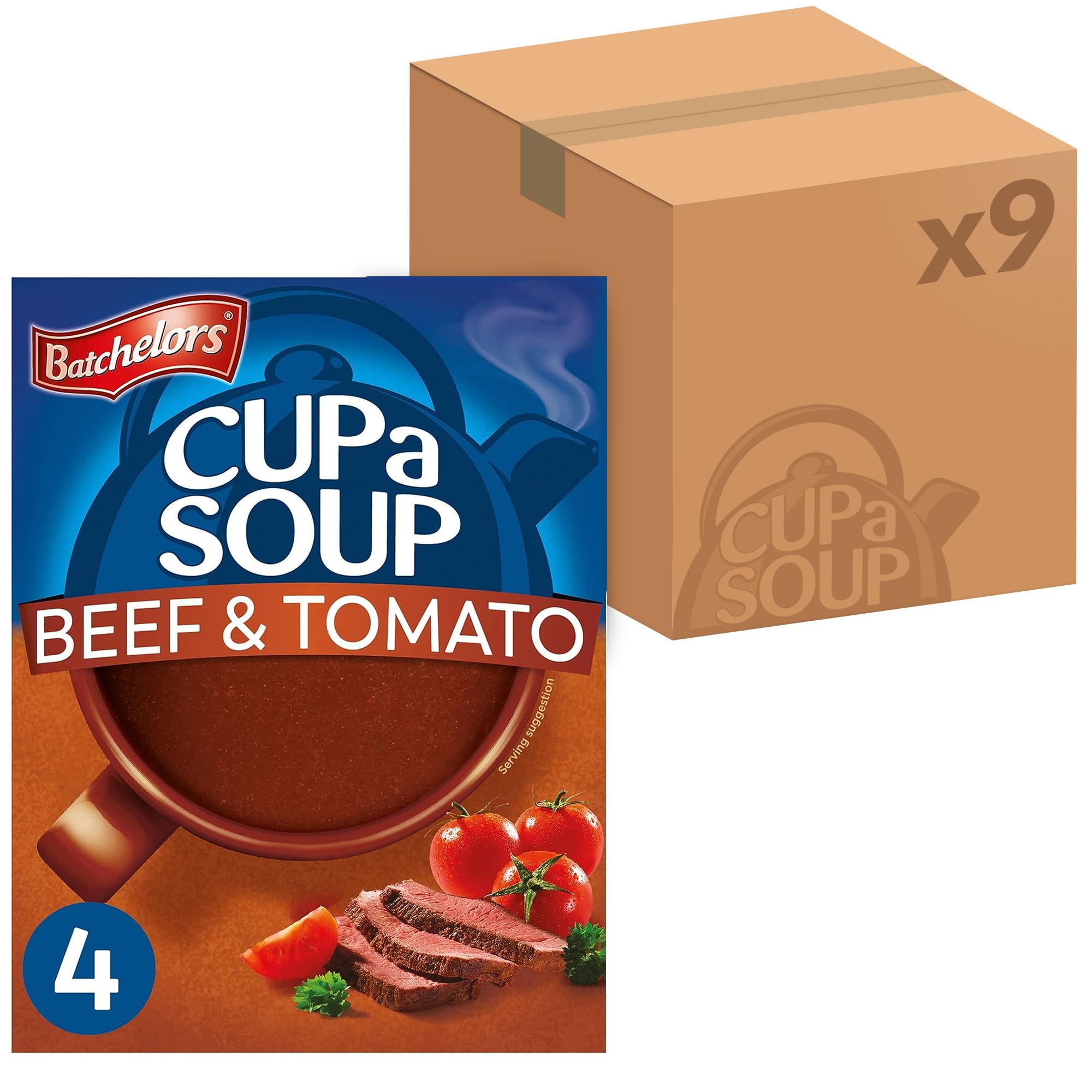 Batchelors Cup a Soup Rindfleisch- und Tomaten-Instantsuppe in Beuteln, 88 g-Box (4er-Pack)