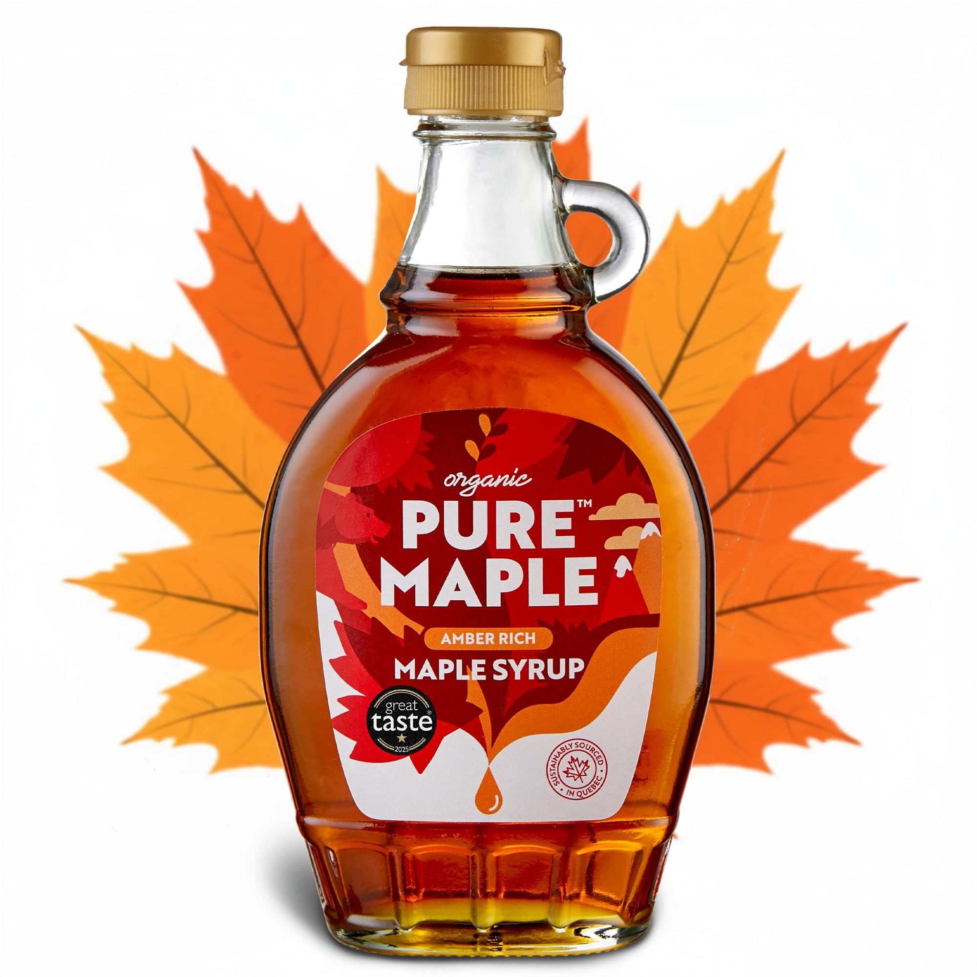 Pure Maple – 100 % kanadischer Ahornsirup, Klasse A, organisch, bernsteinfarbener, reichhaltiger Geschmack