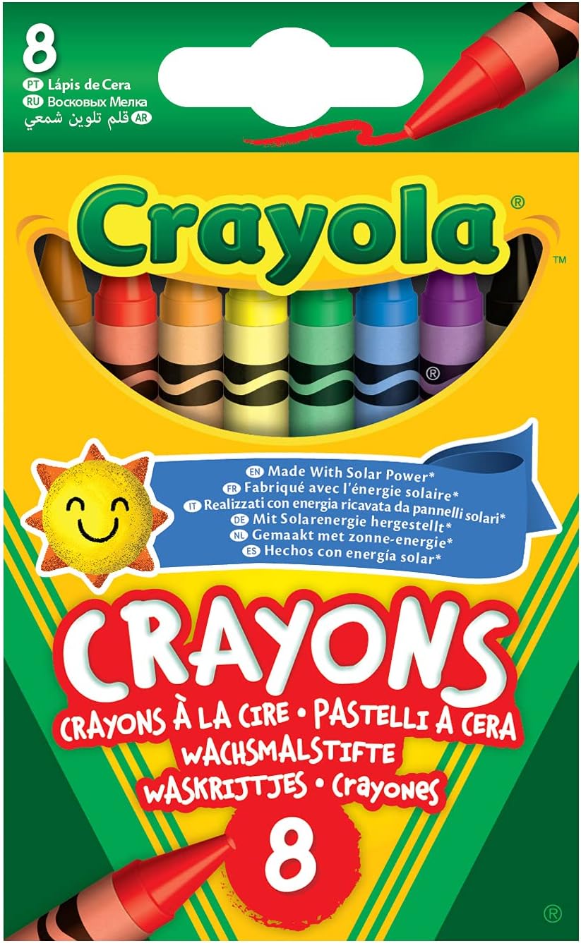 8 Vibrant Wax Crayons - Double Wrapped for Extra Strength, Reusable Box
