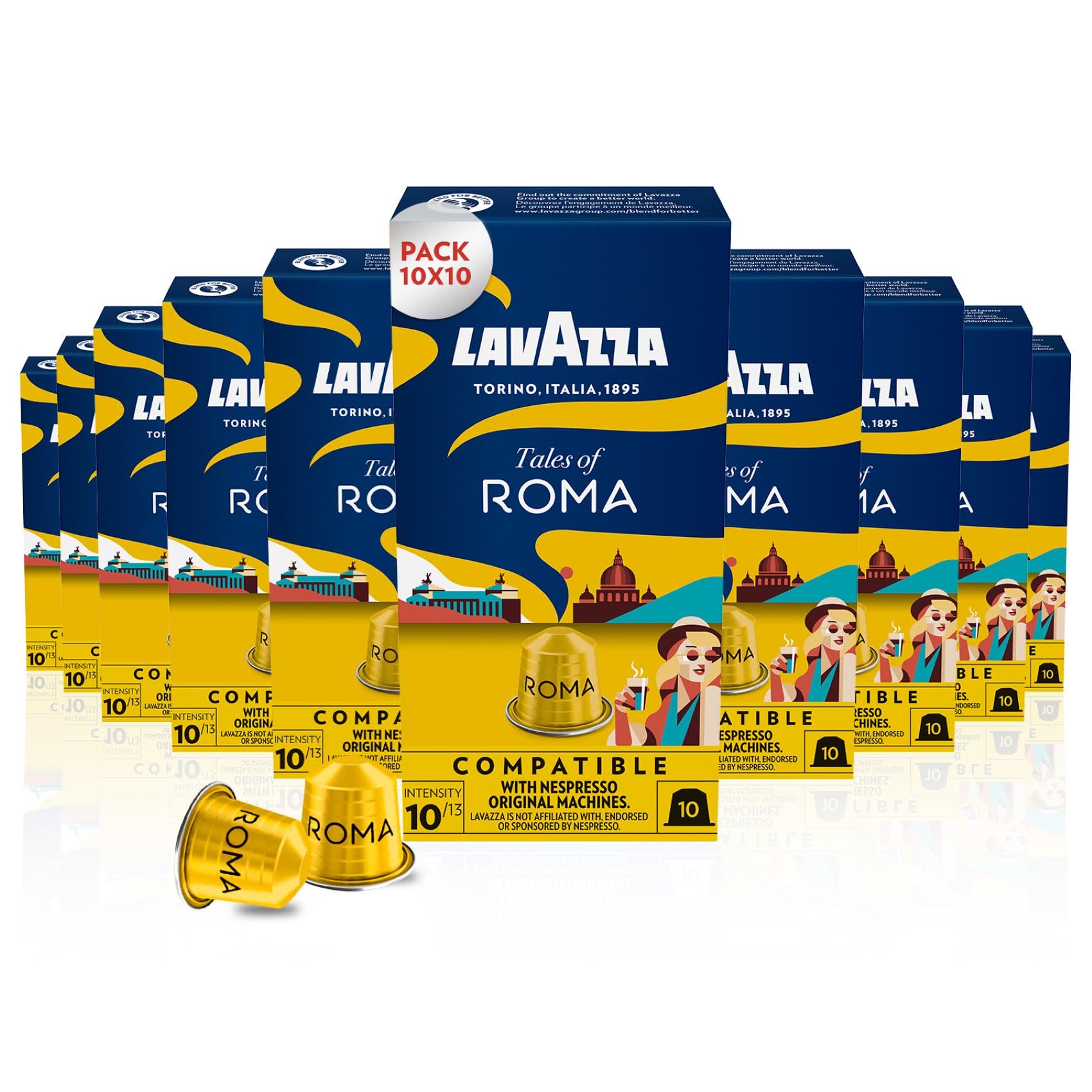 Lavazza Tales of Roma – 100 Aluminium-Kaffeekapseln für Nespresso-Originalmaschinen