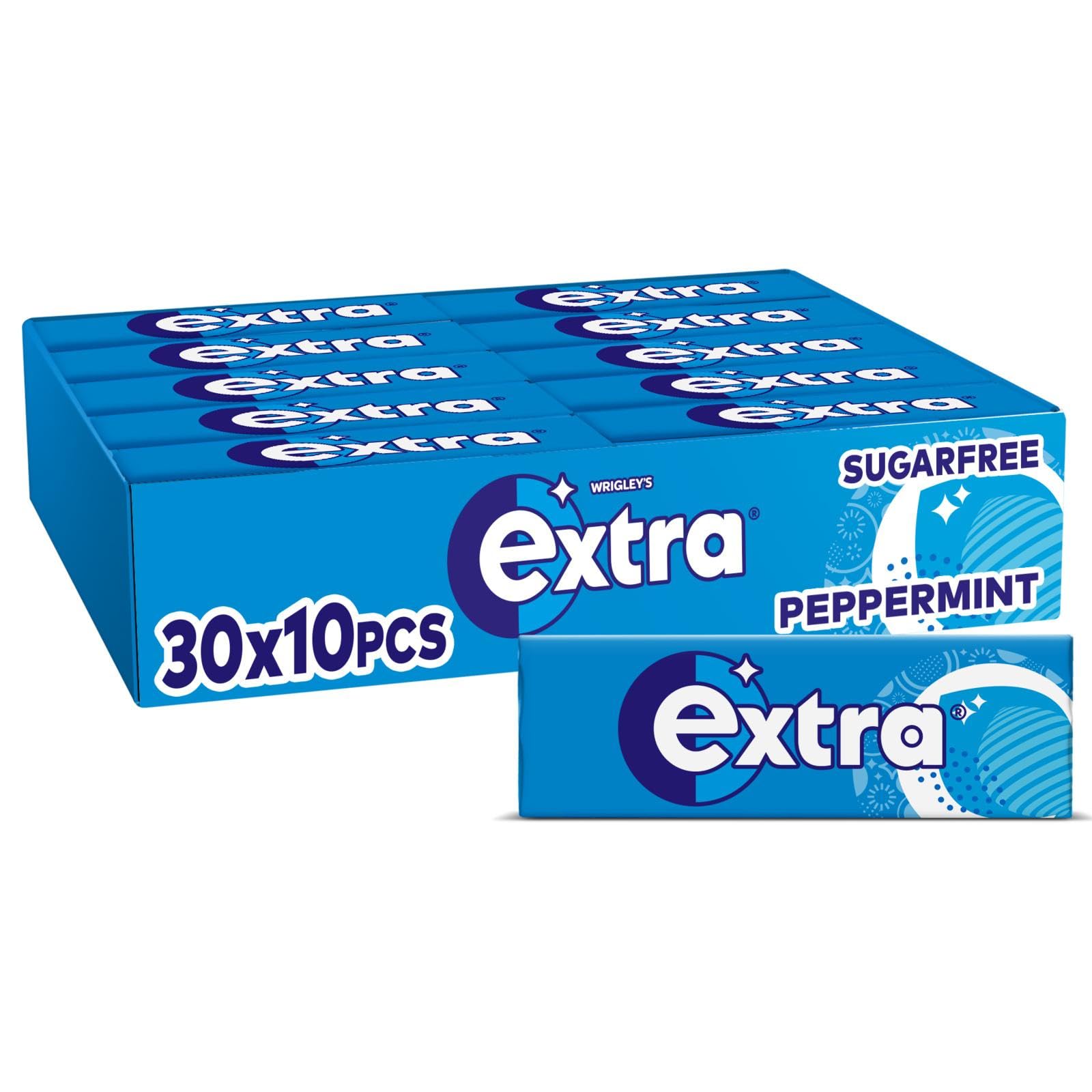 Extra Peppermint Sugar-Free Chewing Gum with Xylitol - 30 Packs (300 Pieces)